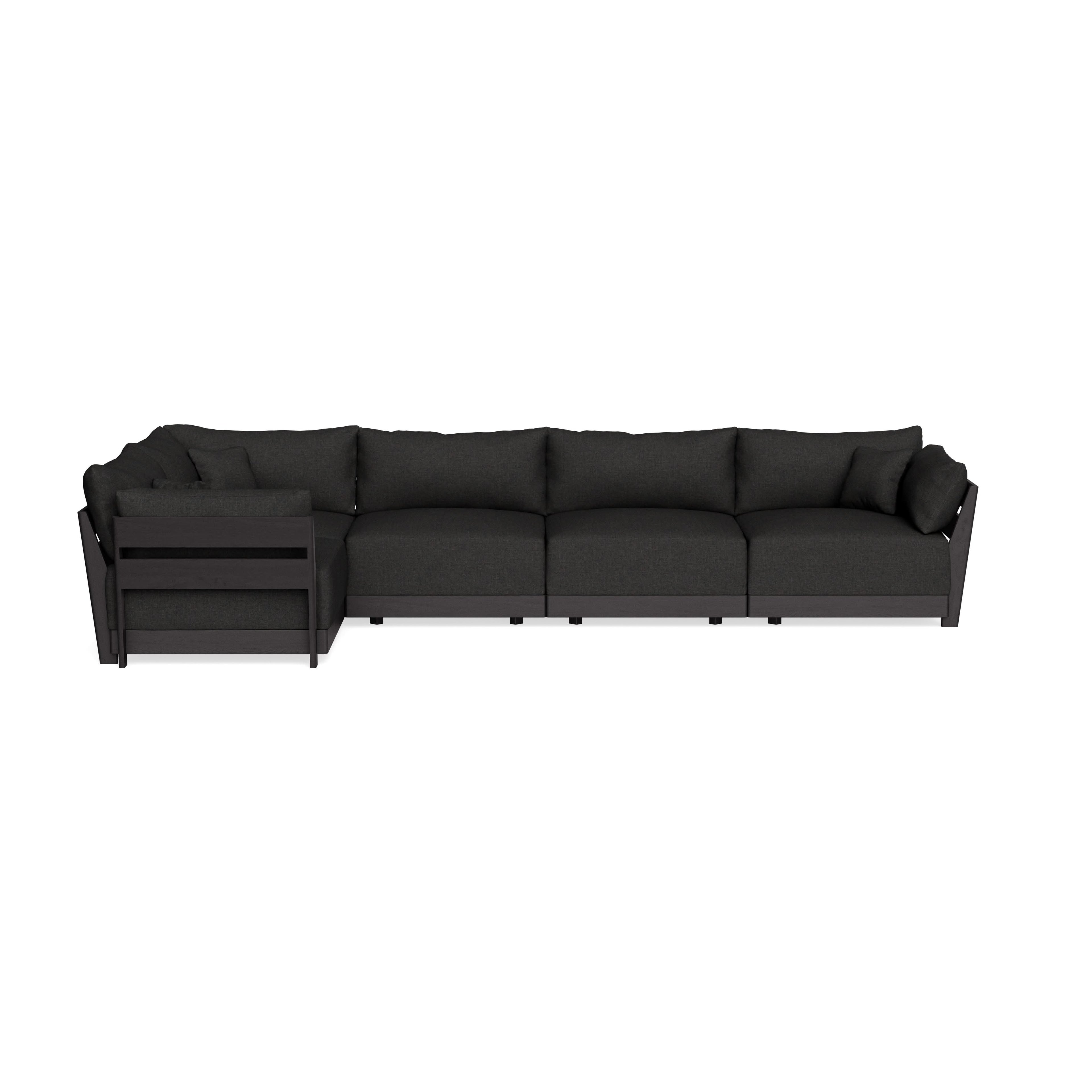 Modular Bondi Black 5-Seater L-Sectional in Peppercorn | Memory Foam Blend