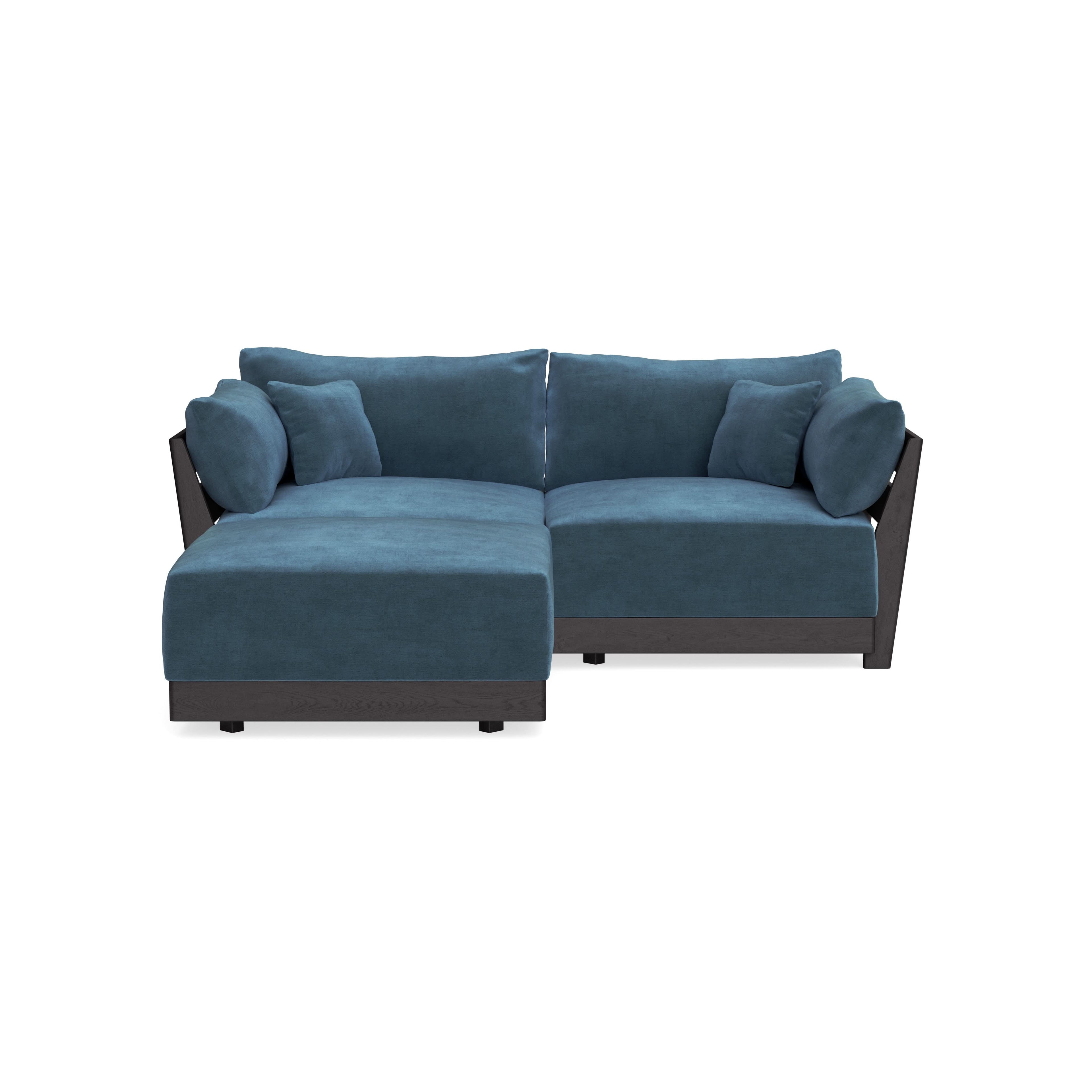 Modular Bondi Black 2-Seater Sectional in Oxford Blue | Classic Blend