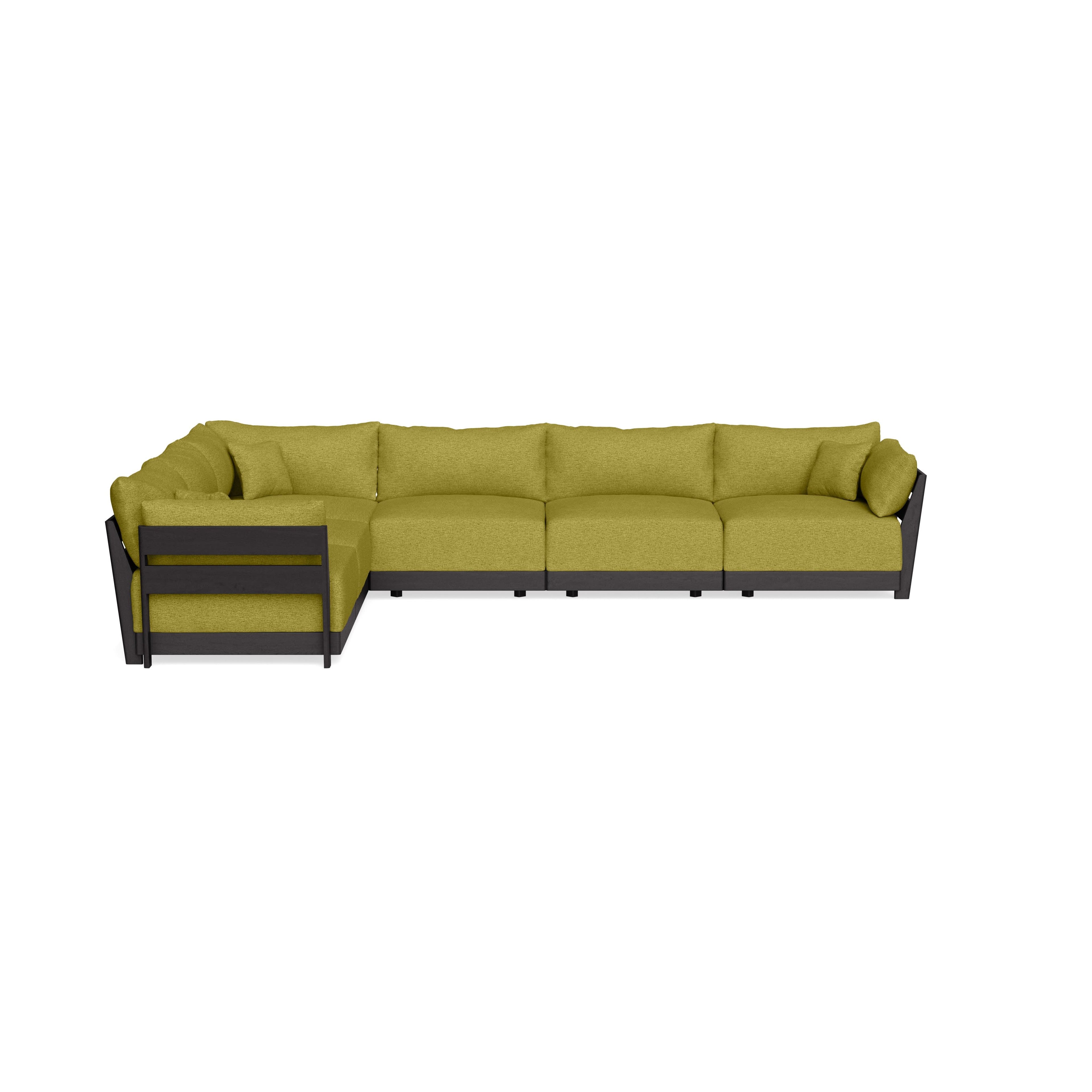 Modular Bondi Black 6-Seater Corner Sectional in Avocado | Memory Foam Blend