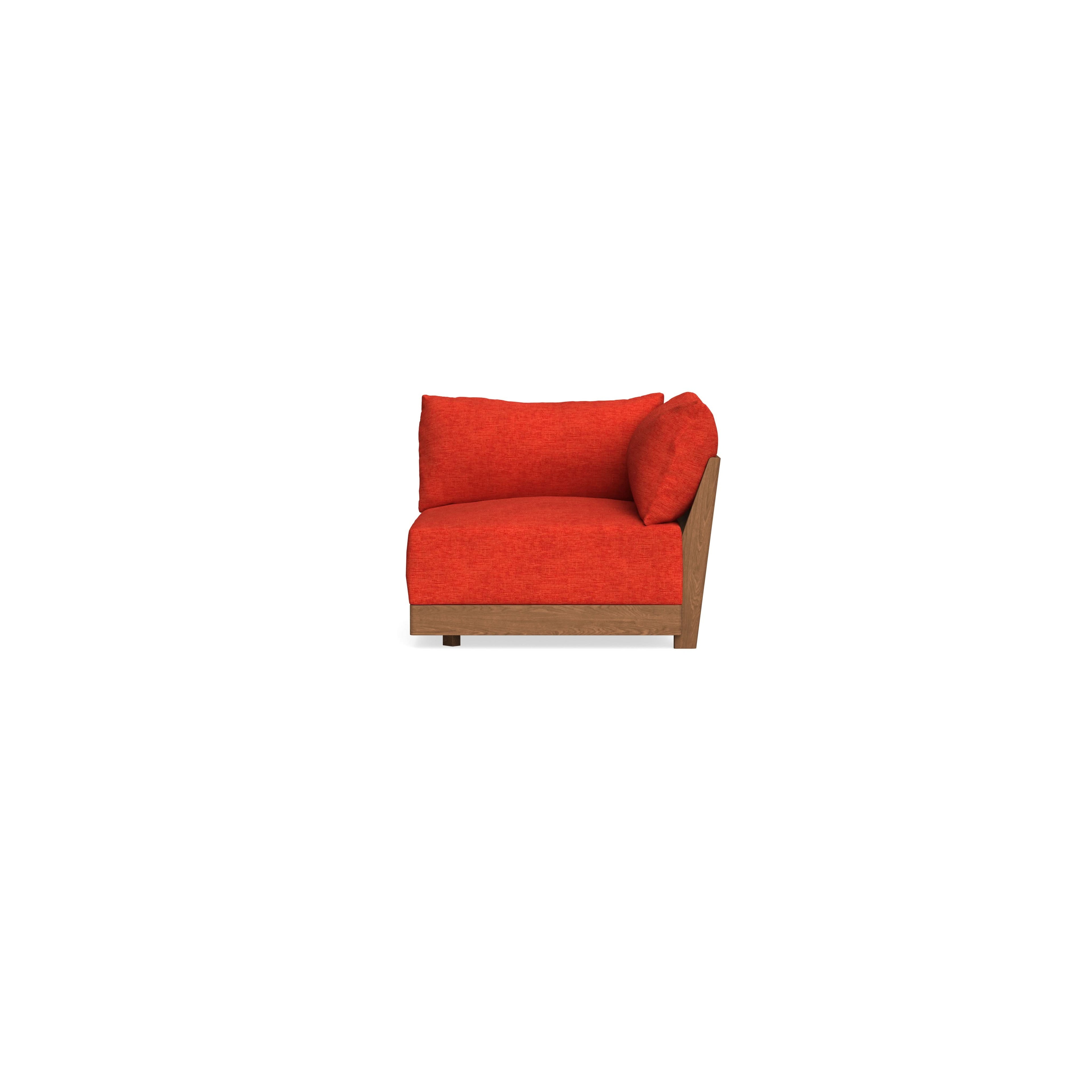 Modular Bondi Espresso Corner Chair in Poppy Orange | Memory Foam Blend