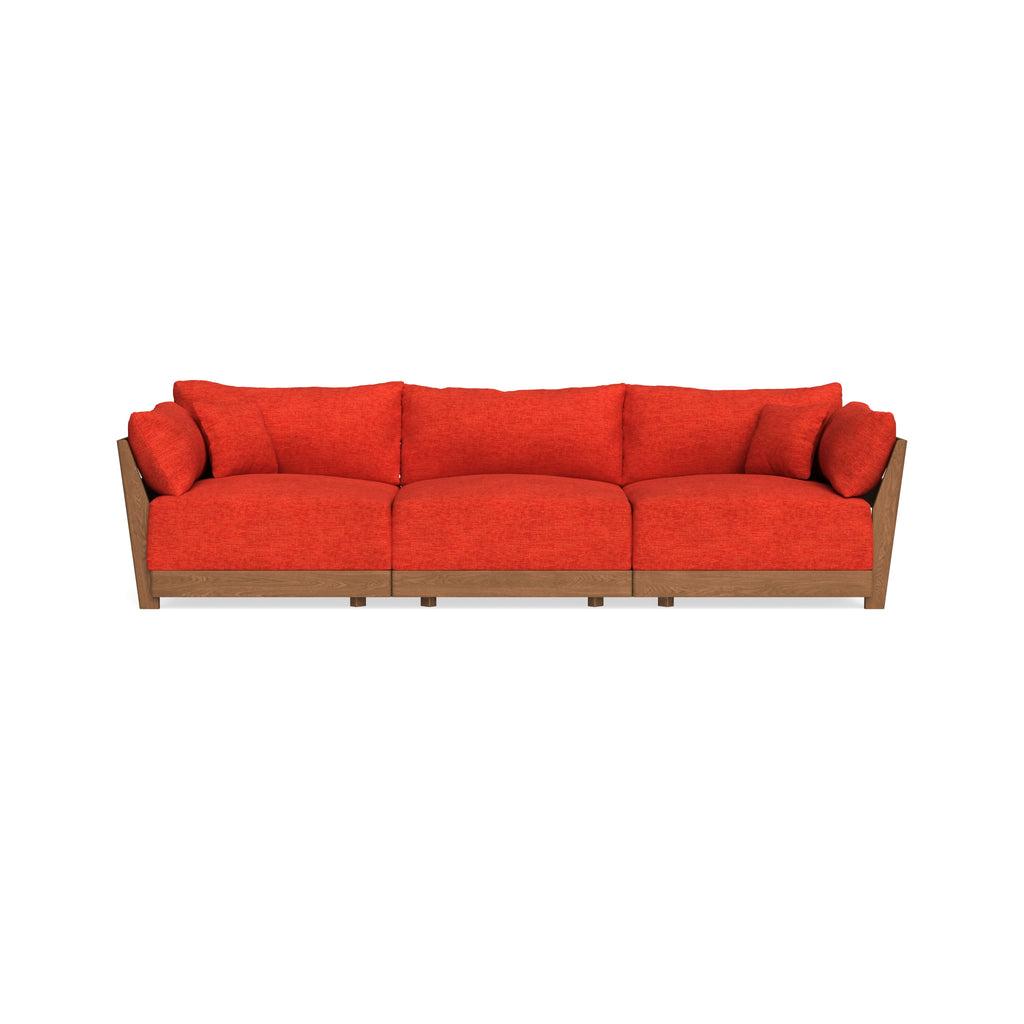 Modular Bondi Espresso 3-Seater Sofa in Poppy Orange | Memory Foam Blend