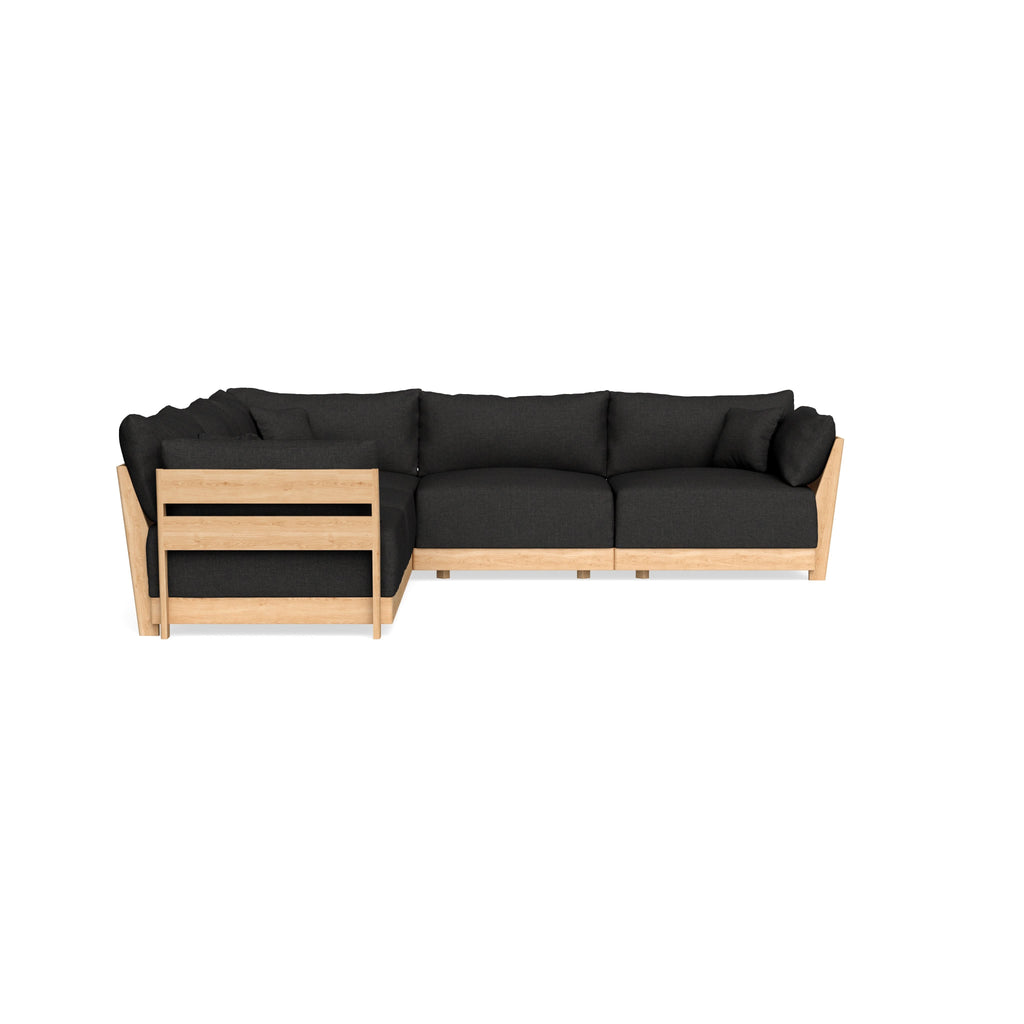 Modular Bondi Latte 5-Seater Corner Sectional in Peppercorn | Classic Blend