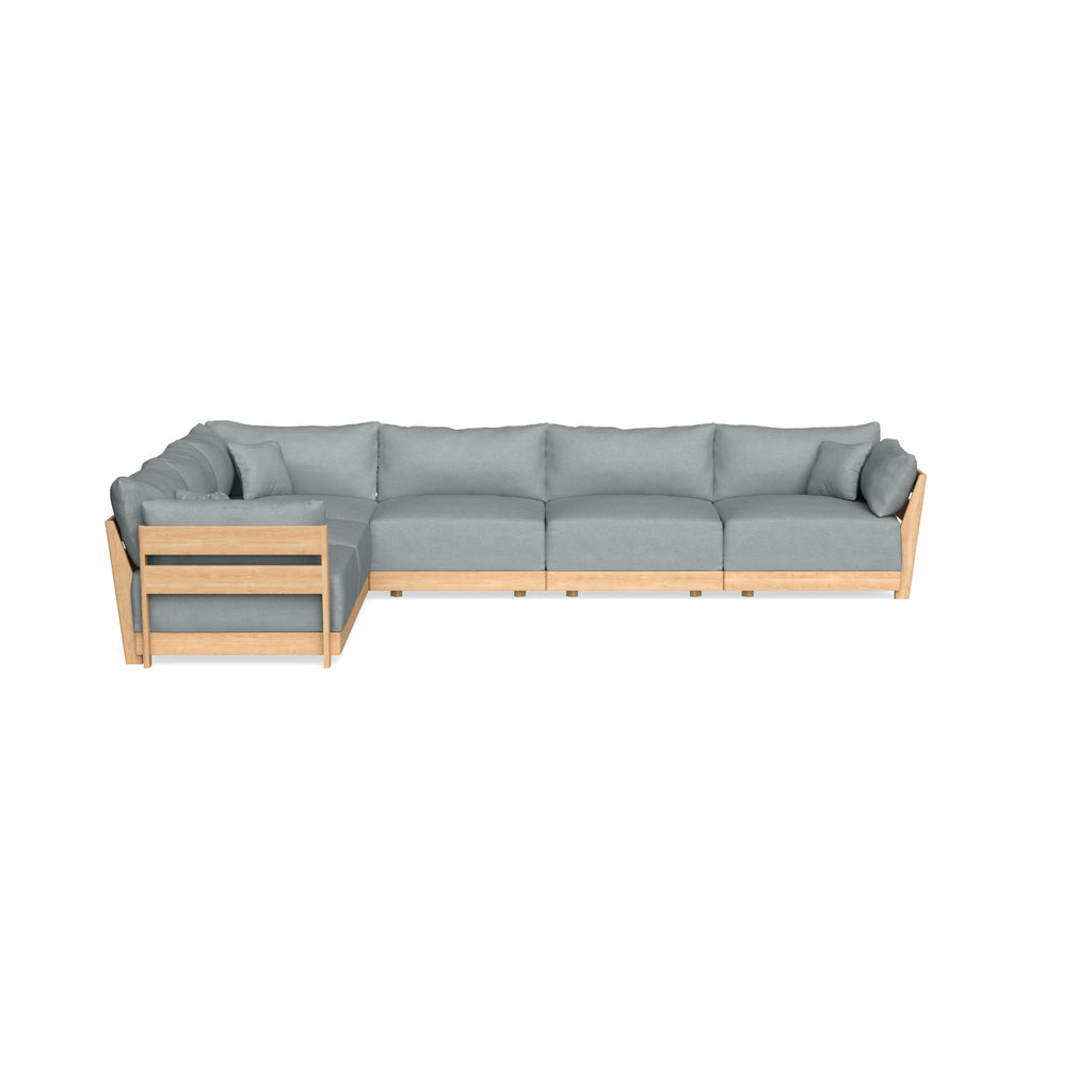 Modular Bondi Latte 6-Seater Corner Sectional in Light Steel | Memory Foam Blend