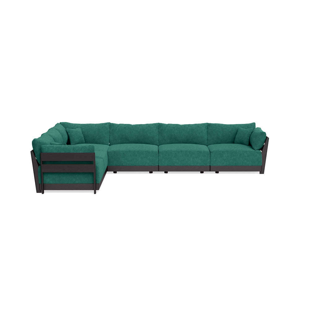 Modular Bondi Black 6-Seater Corner Sectional in Jade Green | Classic Blend