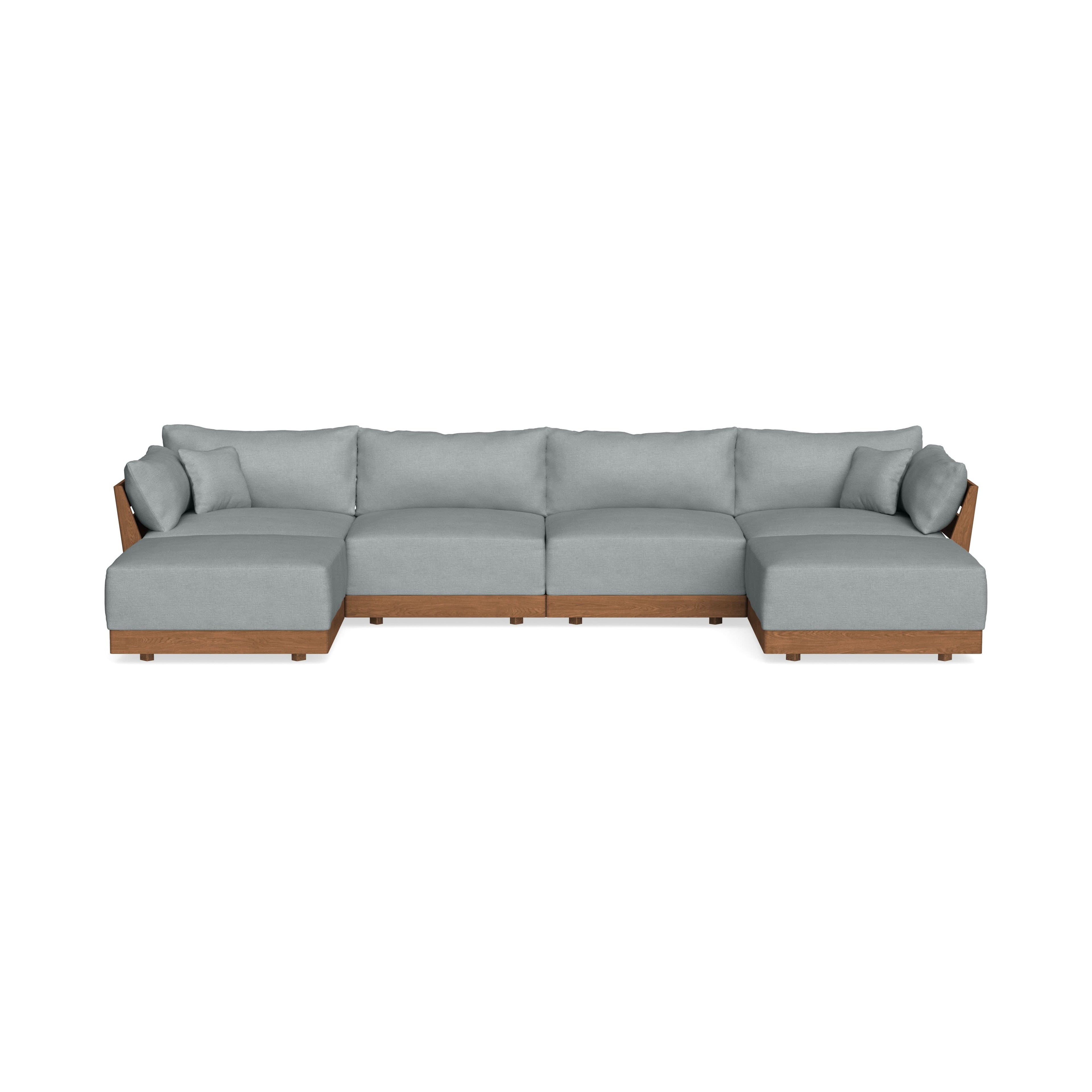 Modular Bondi Espresso 4-Seater U-Sectional in Light Steel | Classic Blend