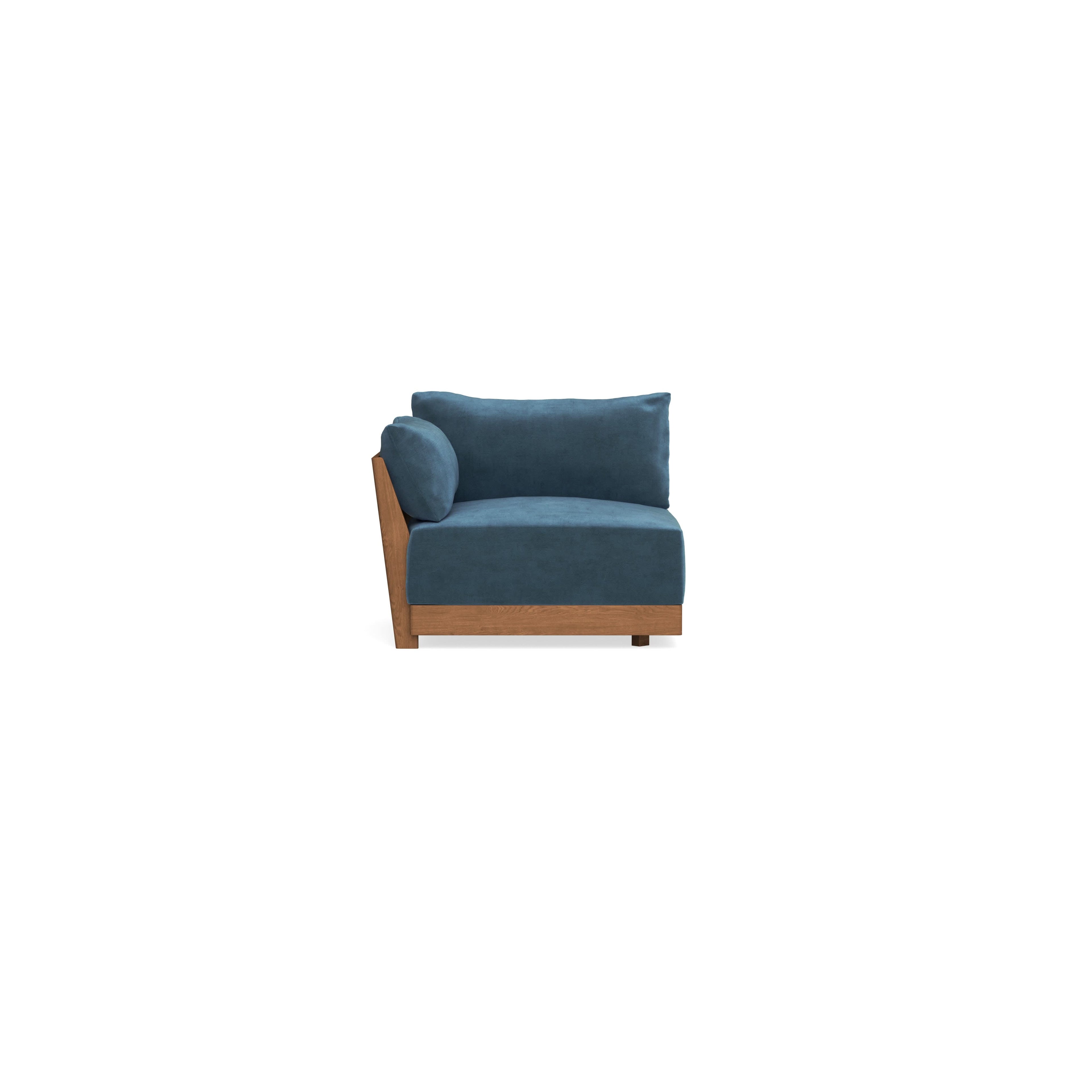 Modular Bondi Espresso End Chair in Oxford Blue | Memory Foam Blend