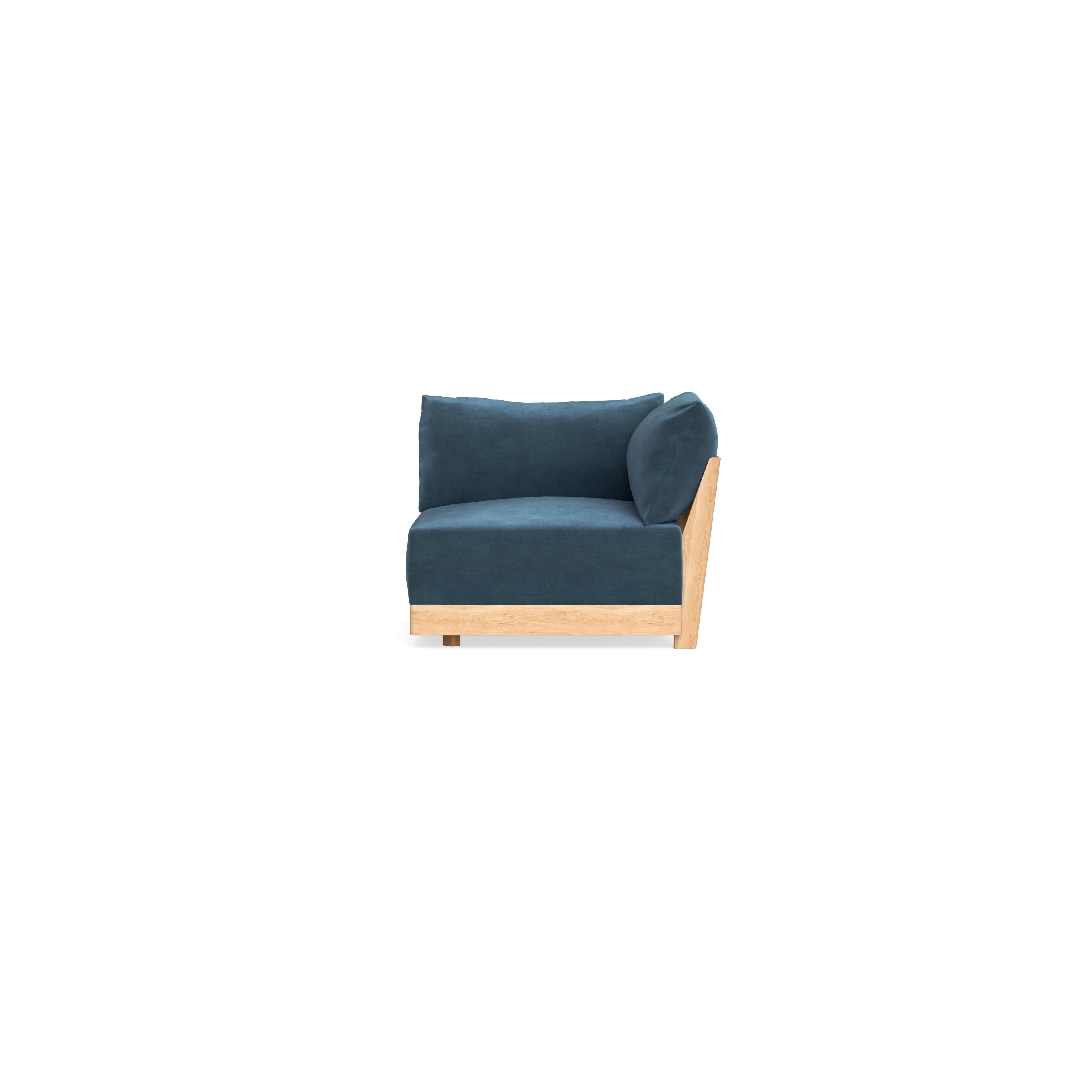 Modular Bondi Latte Corner Chair in Oxford Blue | Classic Blend