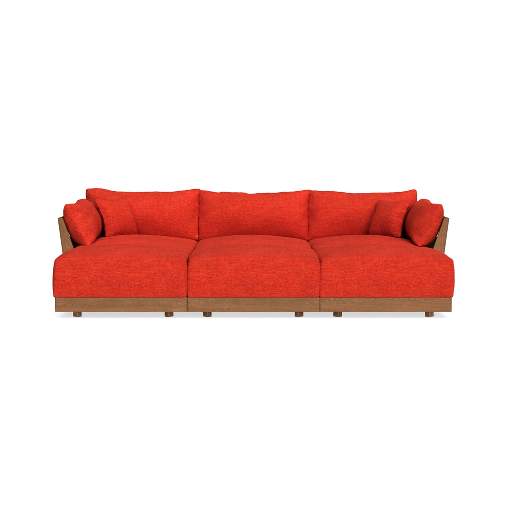 Modular Bondi Espresso 3-Seater Daybed Sofa Sectional in Poppy Orange | Classic Blend
