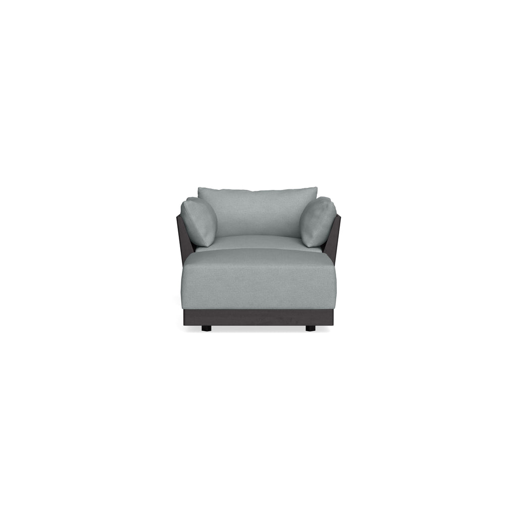 Modular Bondi Black Armchair + Ottoman in Light Steel | Memory Foam Blend