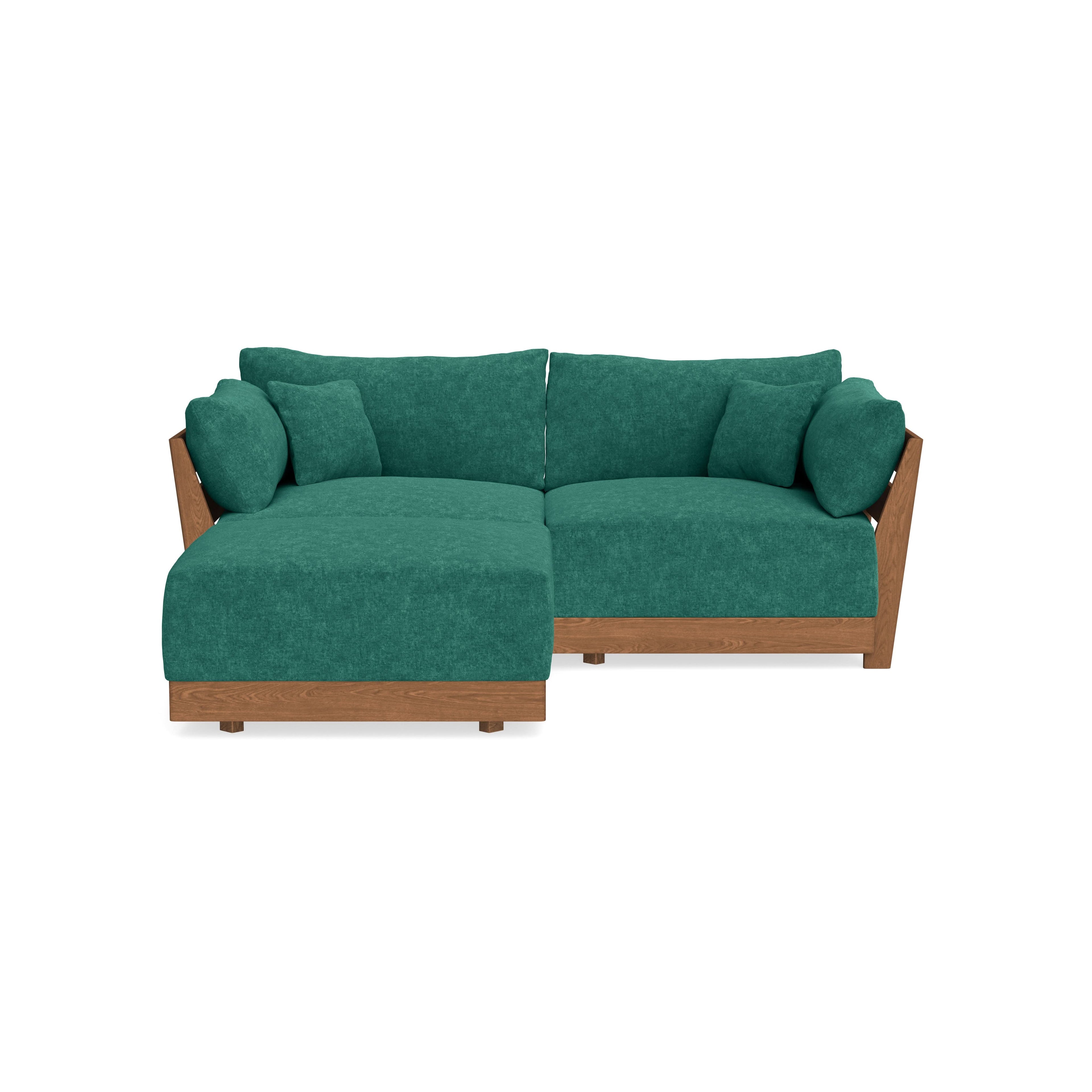 Modular Bondi Espresso 2-Seater Sectional in Jade Green | Memory Foam Blend