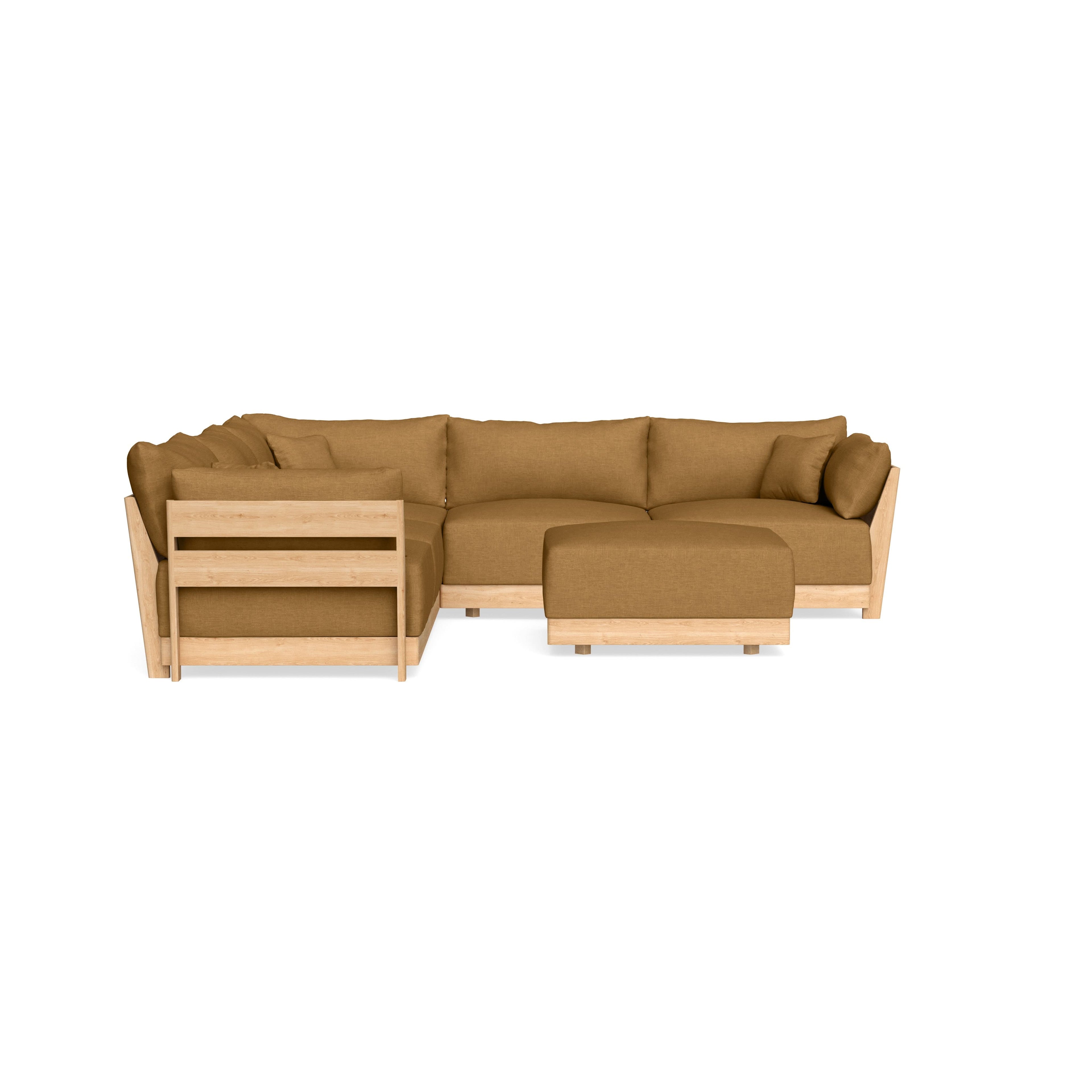 Modular Bondi Latte 5-Seater Corner Sectional + Ottoman in Dijon | Memory Foam Blend