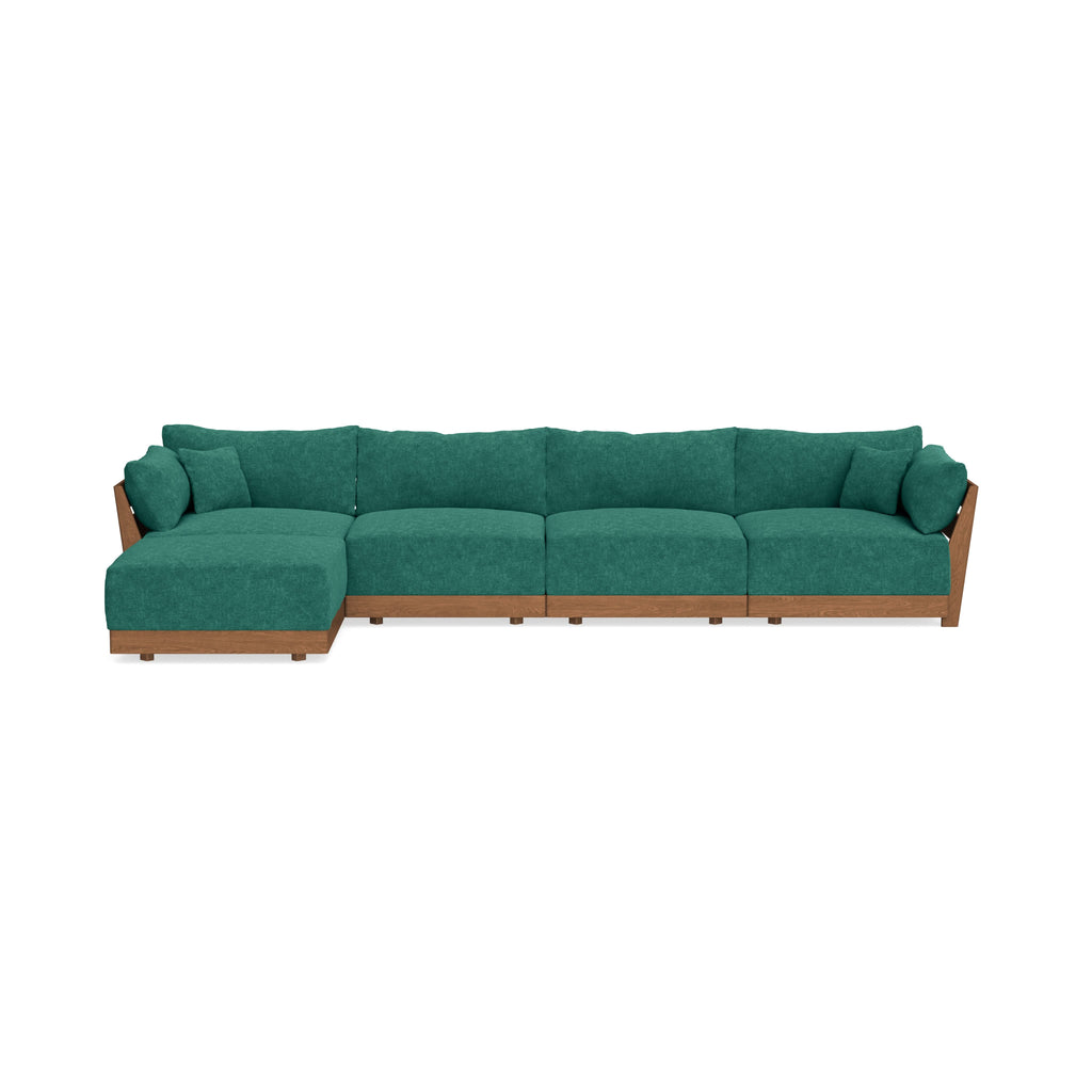 Modular Bondi Espresso 4-Seater Sectional in Jade Green | Classic Blend