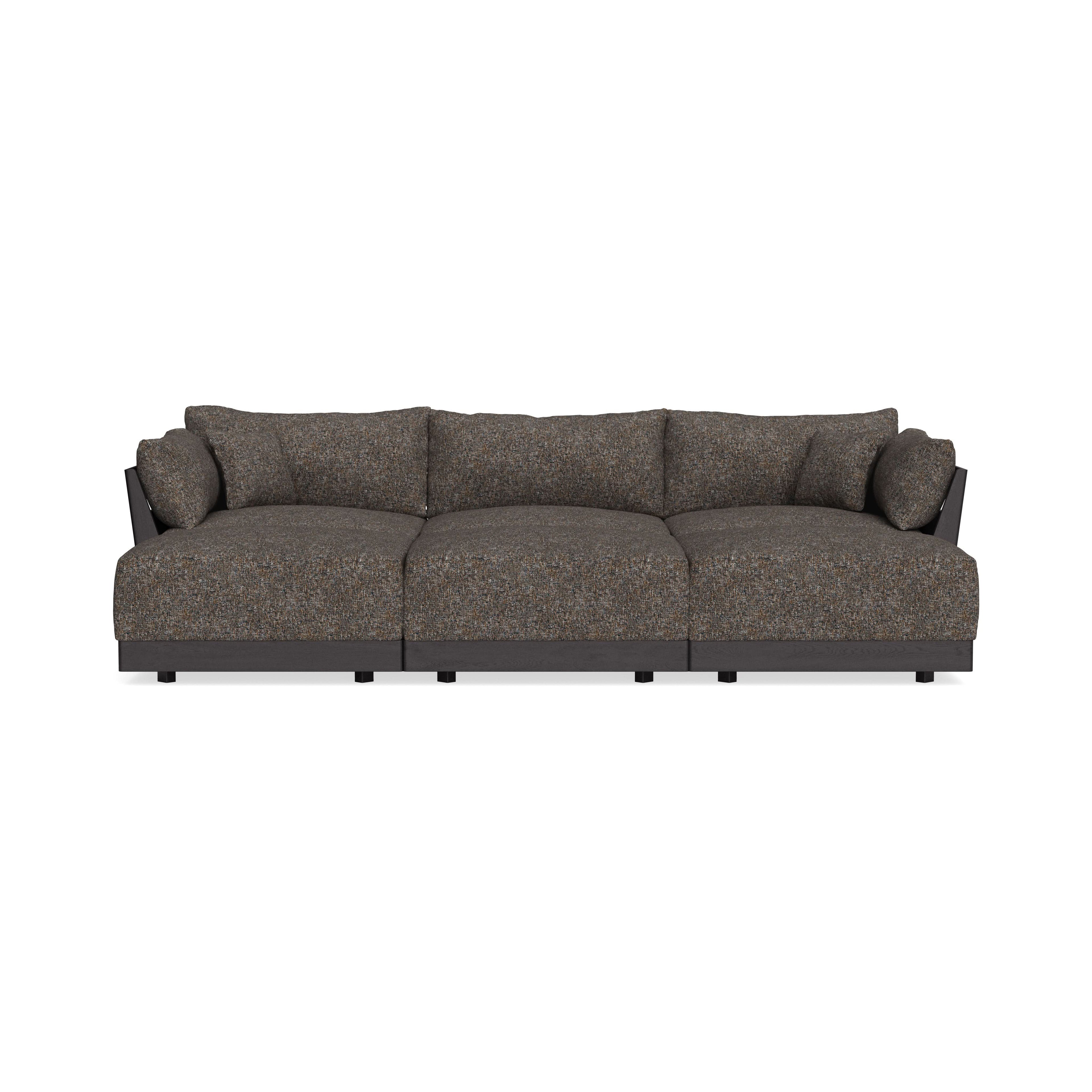 Modular Bondi Black 3-Seater Daybed Sofa Sectional in Eclipse | Classic Blend