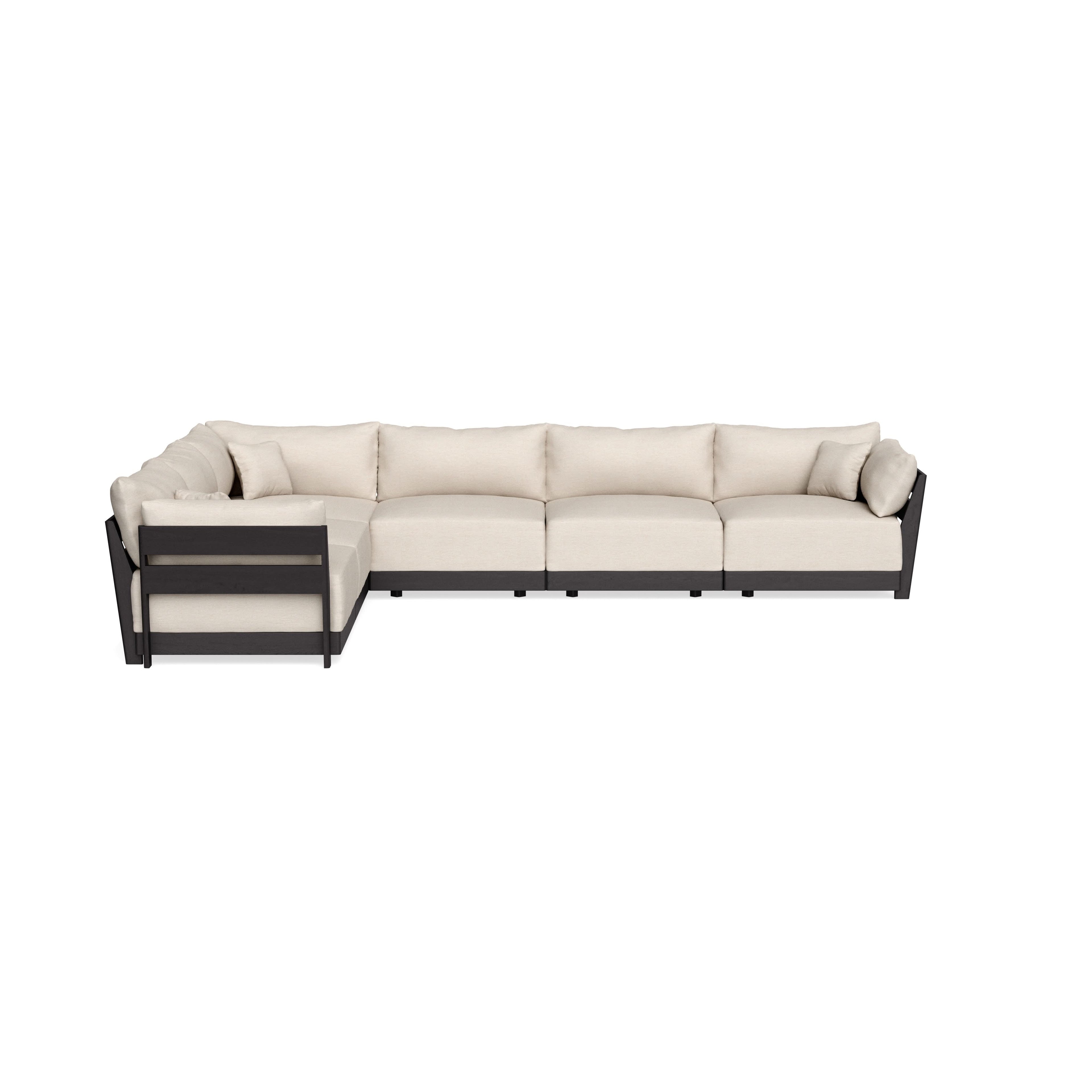 Modular Bondi Black 6-Seater Corner Sectional in Seashell | Memory Foam Blend