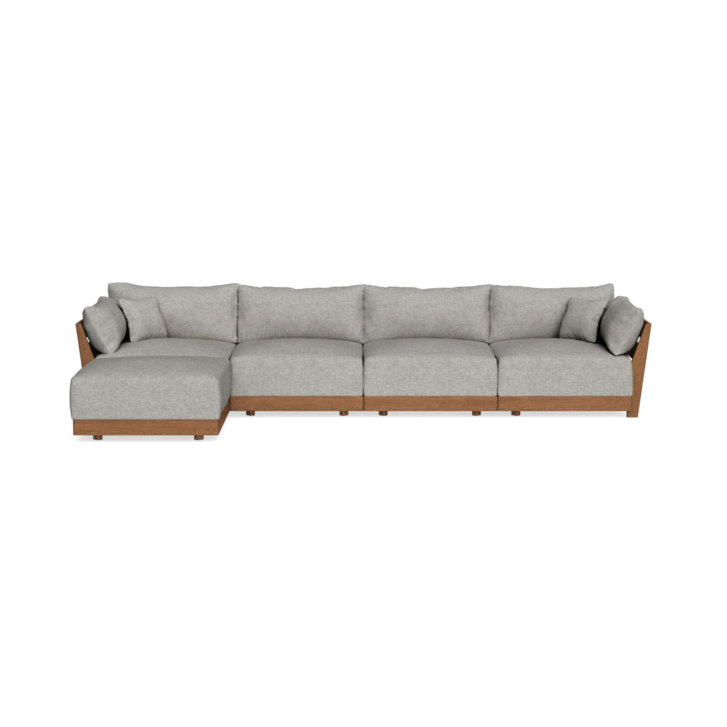 Modular Bondi Espresso 4-Seater Sectional in Fog | Memory Foam Blend
