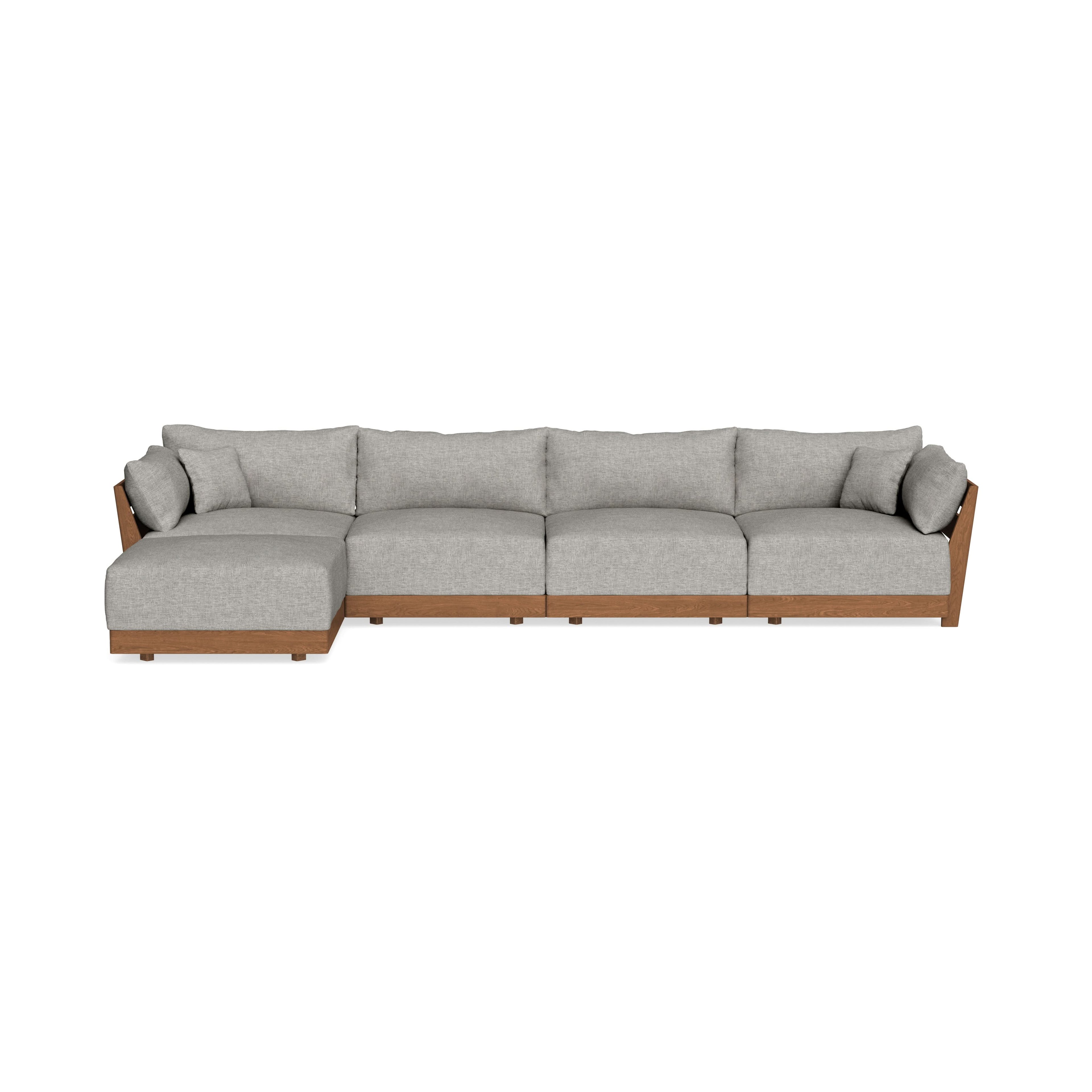 Modular Bondi Espresso 4-Seater Sectional in Fog | Memory Foam Blend