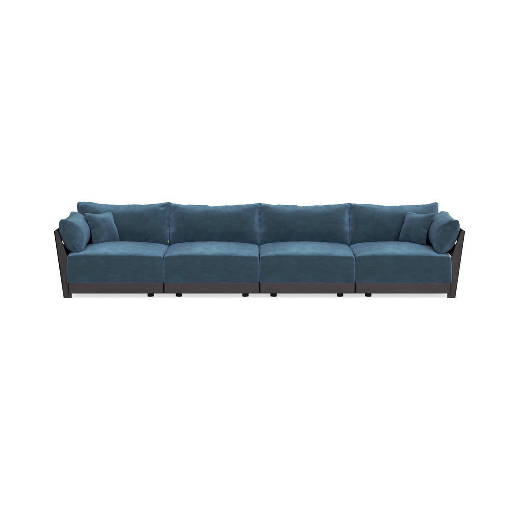 Modular Bondi Black 4-Seater Sofa in Oxford Blue | Classic Blend