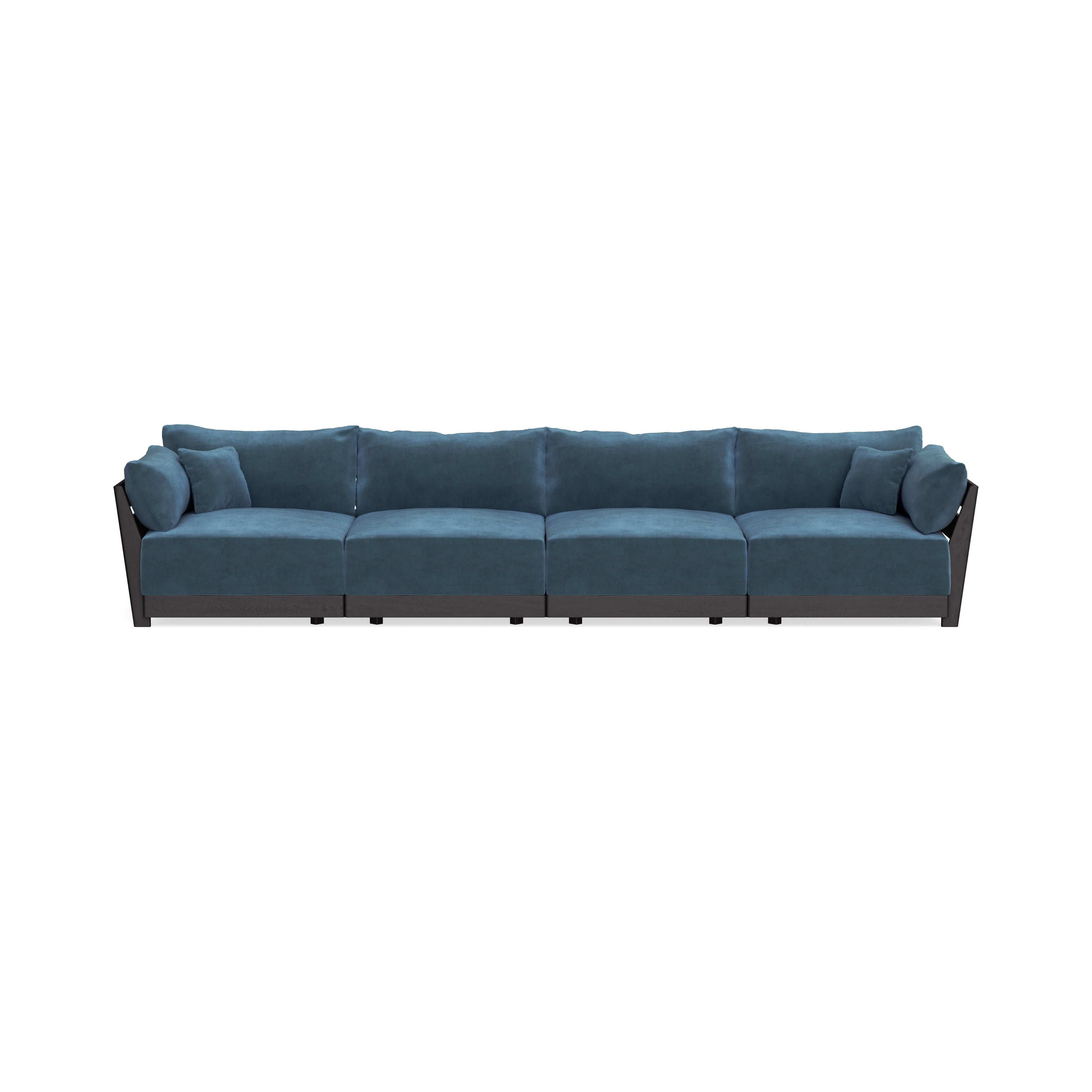 Modular Bondi Black 4-Seater Sofa in Oxford Blue | Classic Blend