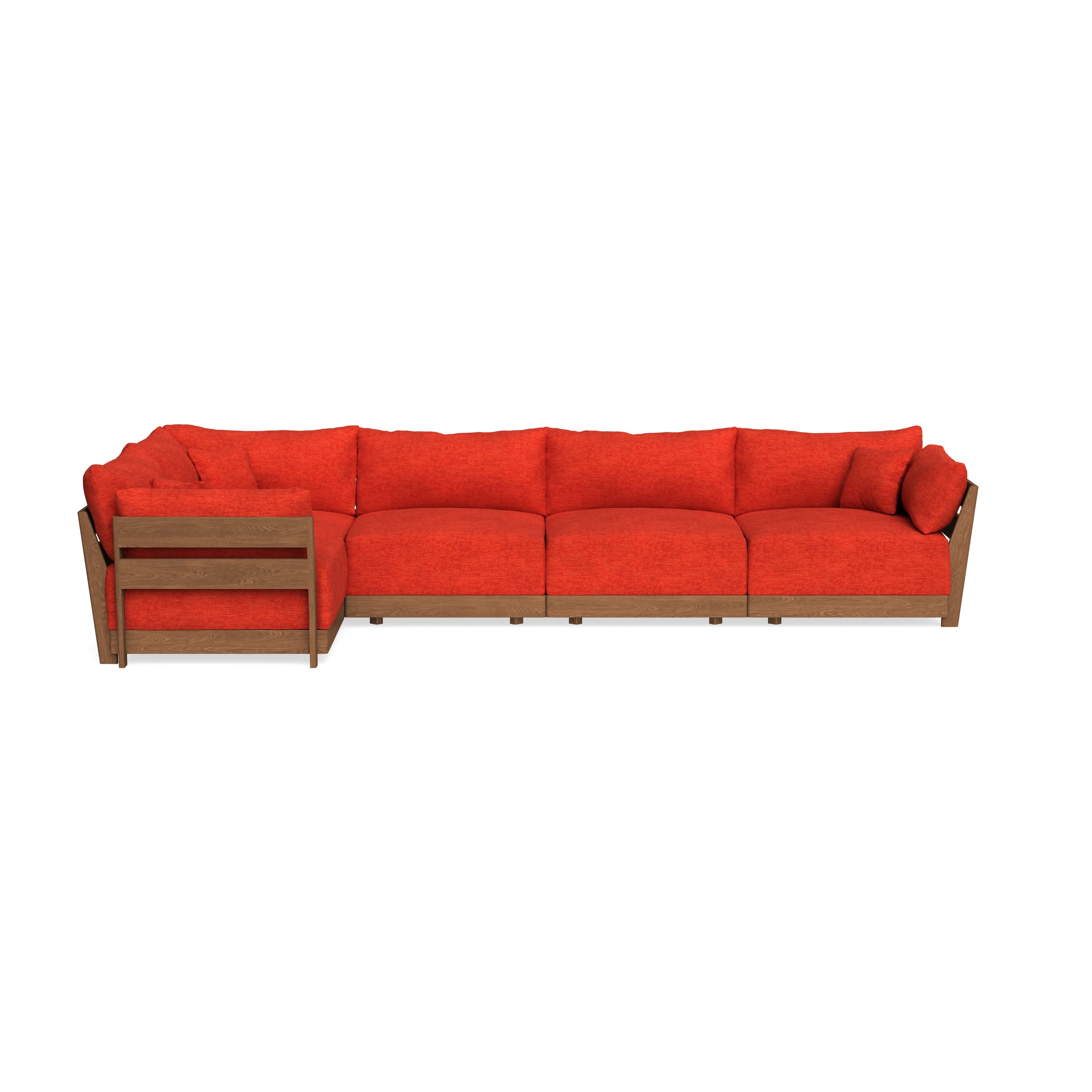 Modular Bondi Espresso 5-Seater L-Sectional in Poppy Orange | Memory Foam Blend