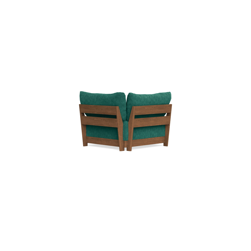 Modular Bondi Espresso Corner Chair in Jade Green | Memory Foam Blend