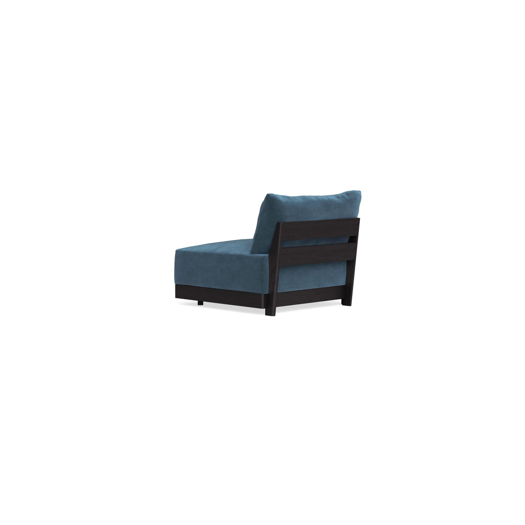 Modular Bondi Black End Chair in Oxford Blue | Memory Foam Blend