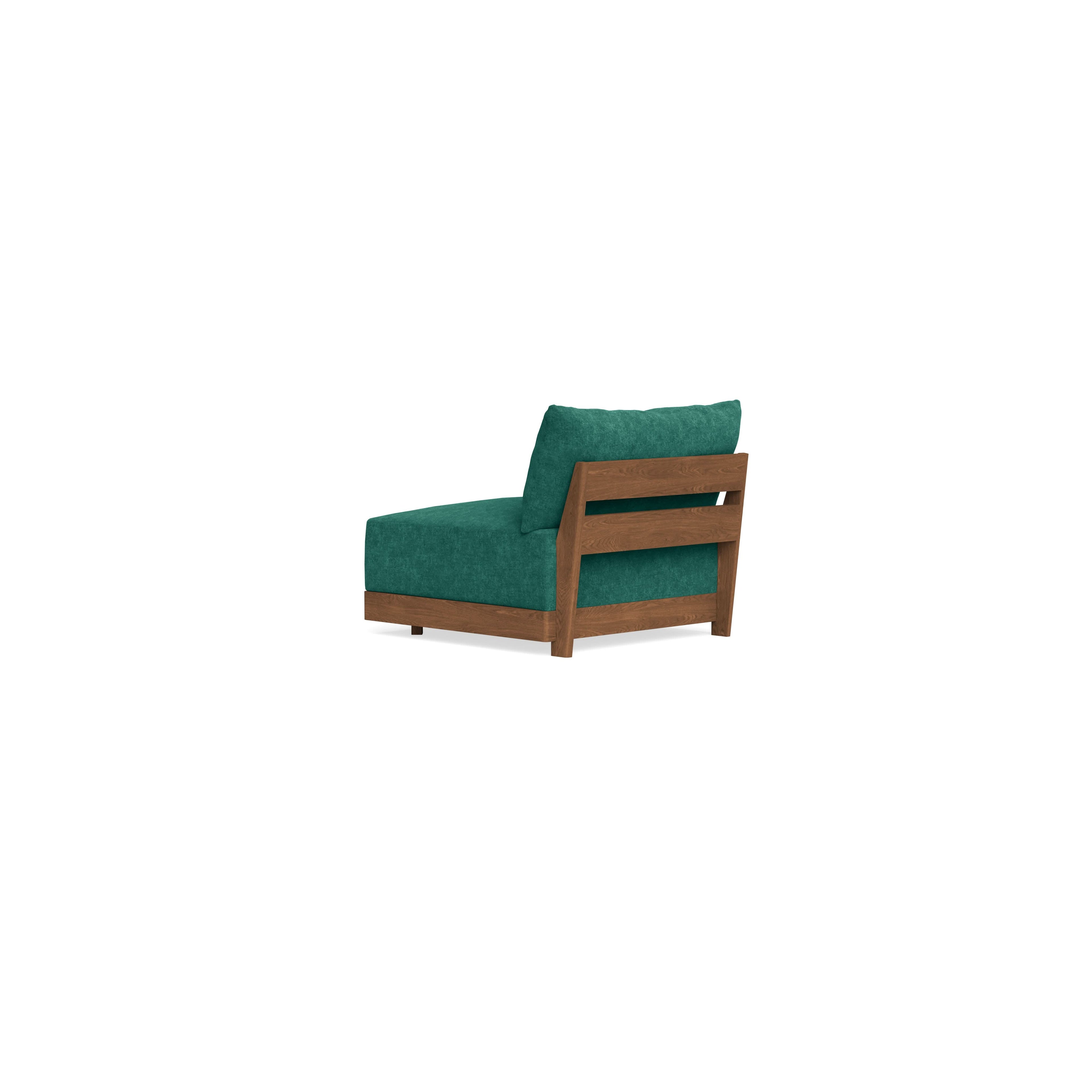 Modular Bondi Espresso Armless Chair in Jade Green | Memory Foam Blend