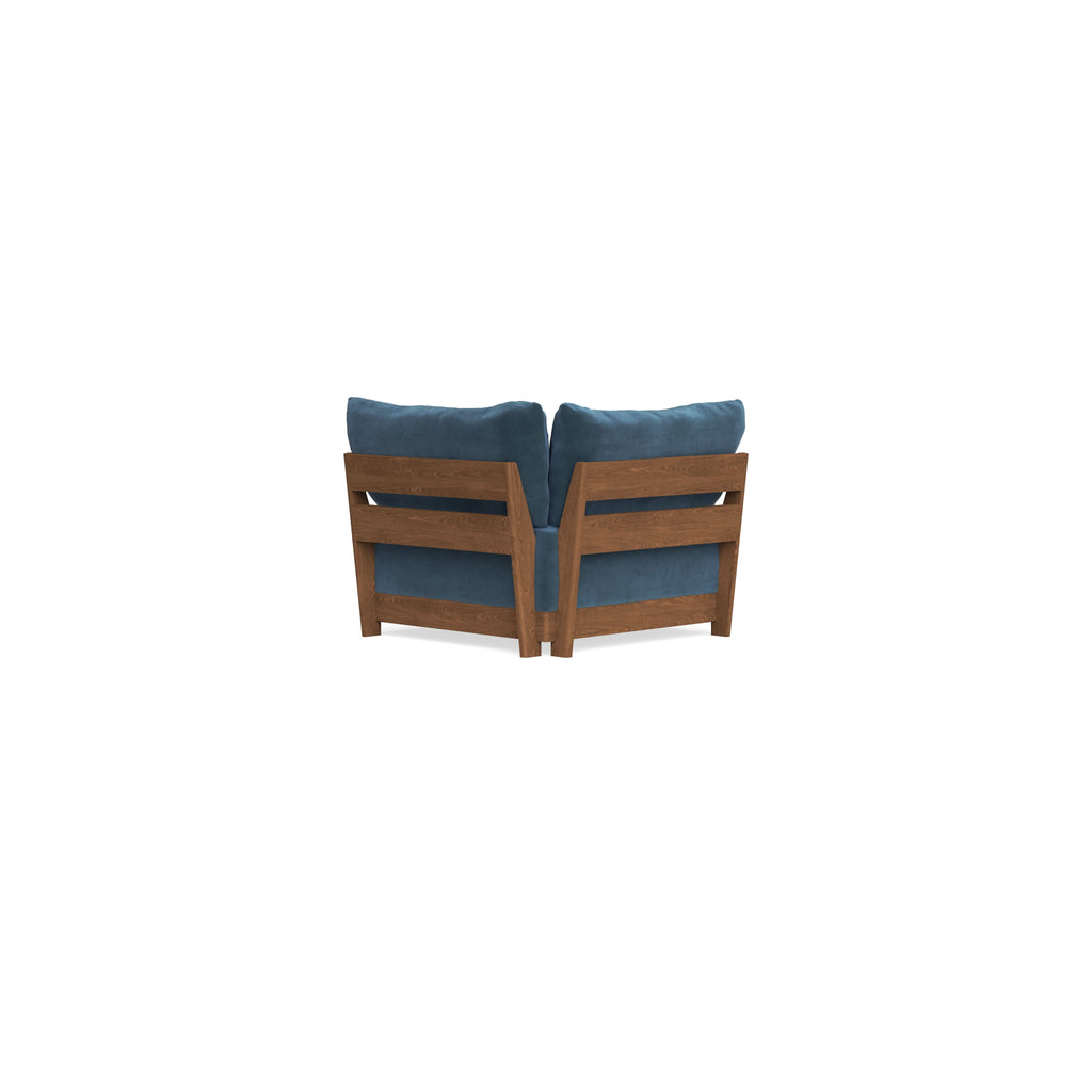 Modular Bondi Espresso Corner Chair in Oxford Blue | Memory Foam Blend
