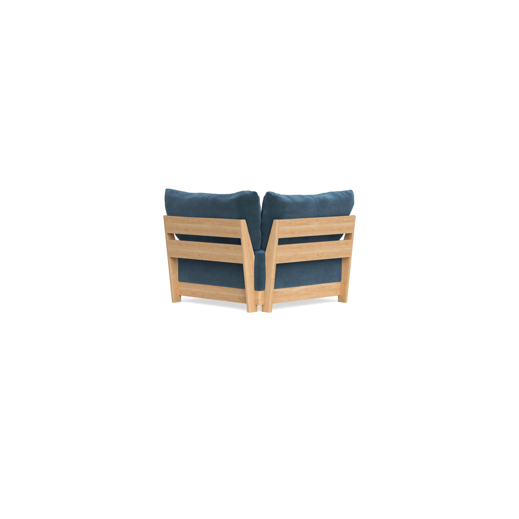 Modular Bondi Latte Corner Chair in Oxford Blue | Classic Blend