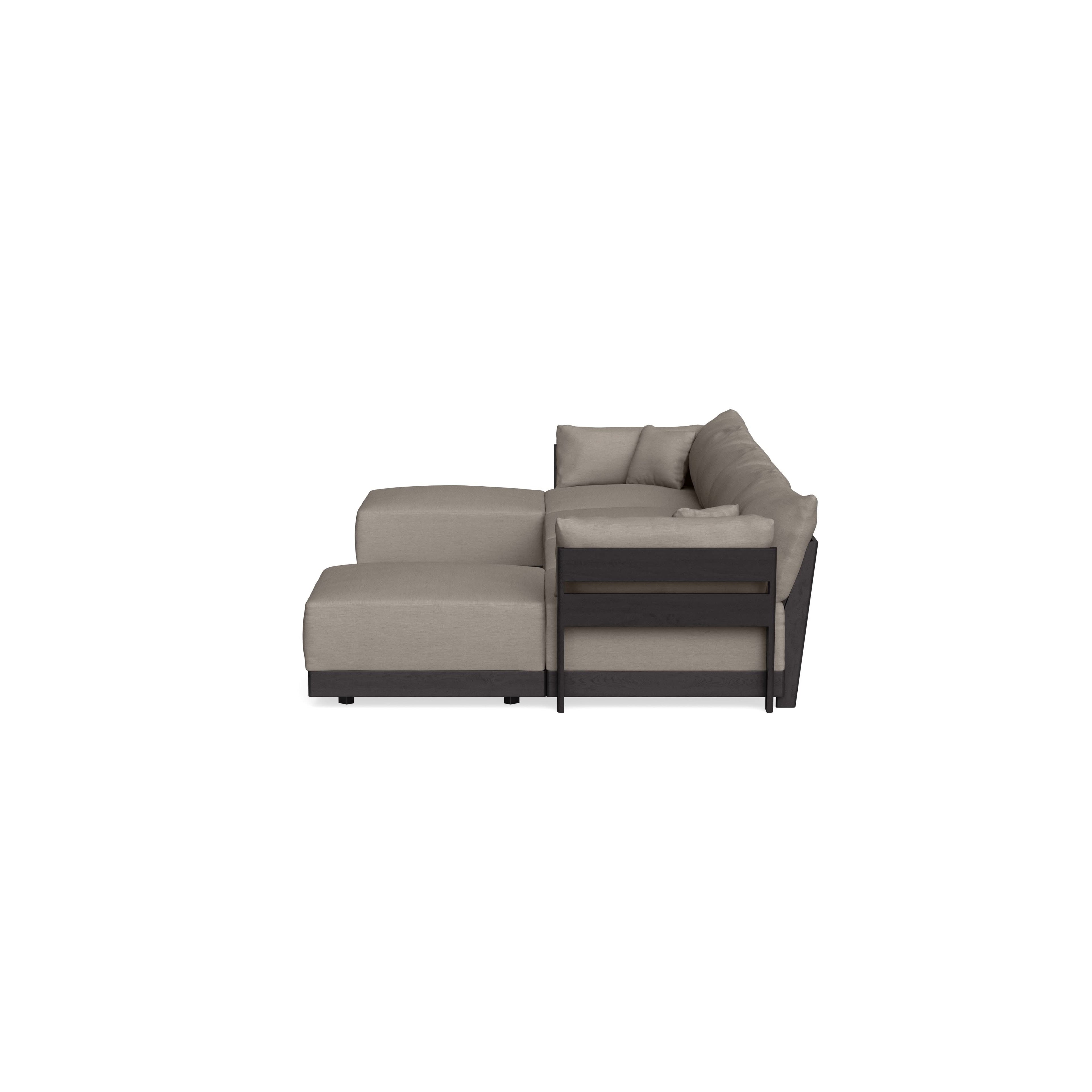 Modular Bondi Black 4-Seater U-Sectional in Cinder Gray | Memory Foam Blend
