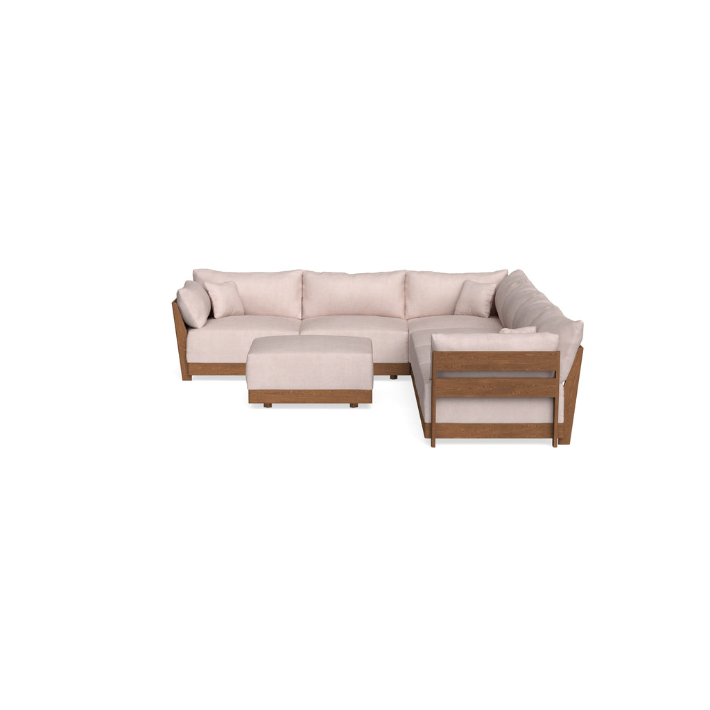 Modular Bondi Espresso 6-Seater Corner Sectional + Ottoman in Blush | Classic Blend