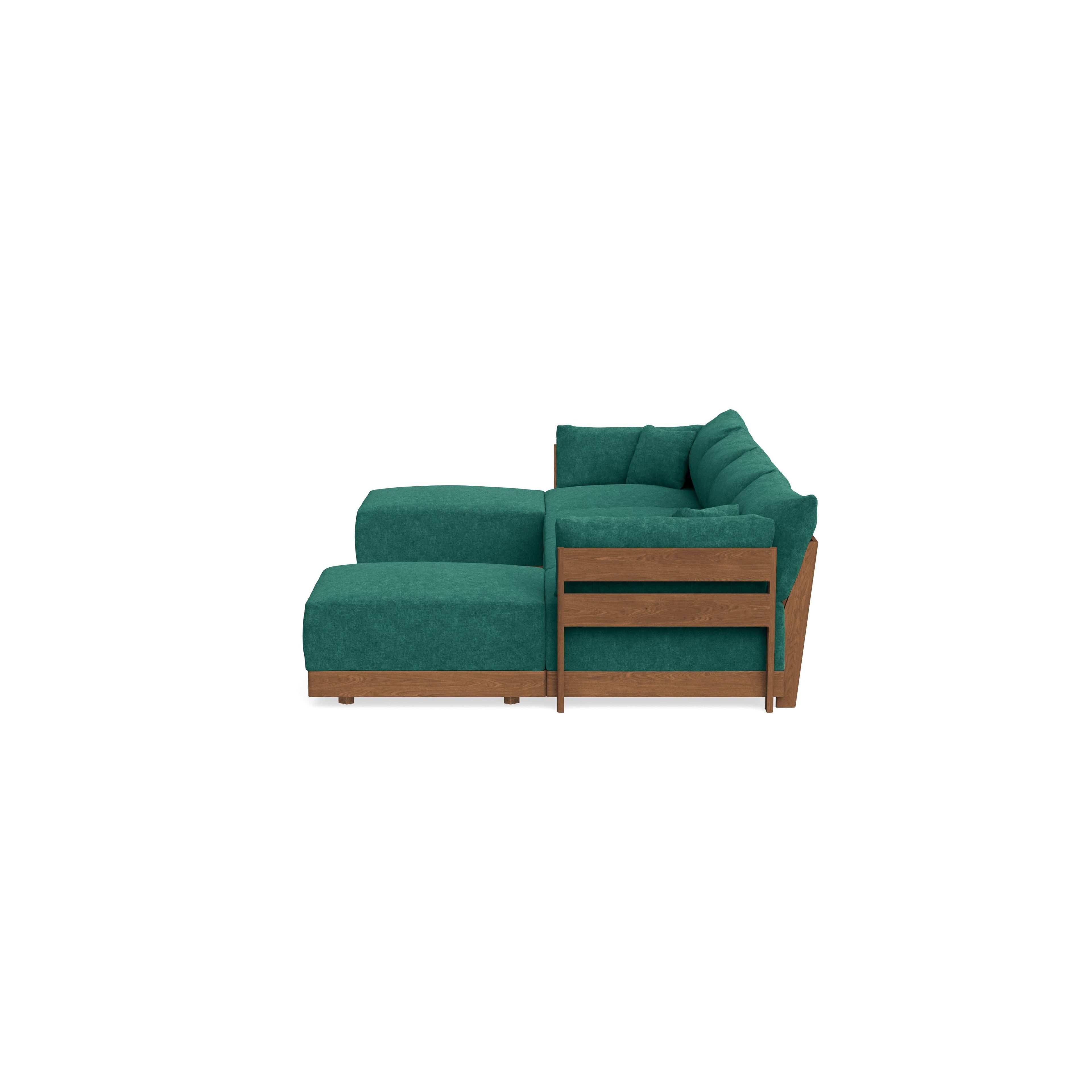 Modular Bondi Espresso 4-Seater U-Sectional in Jade Green | Classic Blend