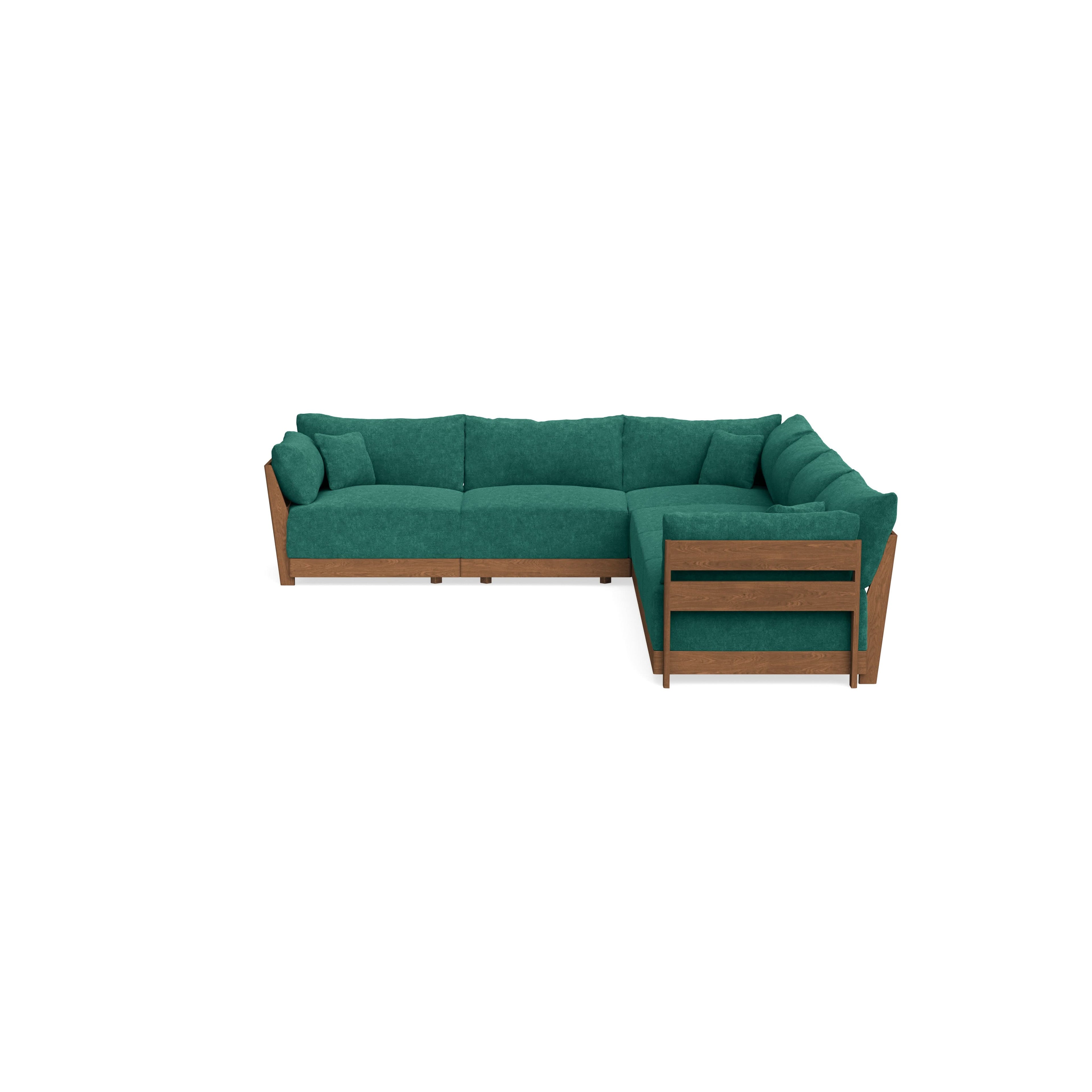 Modular Bondi Espresso 6-Seater Corner Sectional in Jade Green | Memory Foam Blend