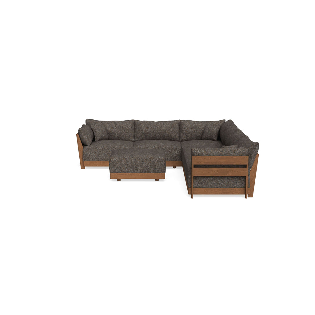 Modular Bondi Espresso 6-Seater Corner Sectional + Ottoman in Eclipse | Memory Foam Blend