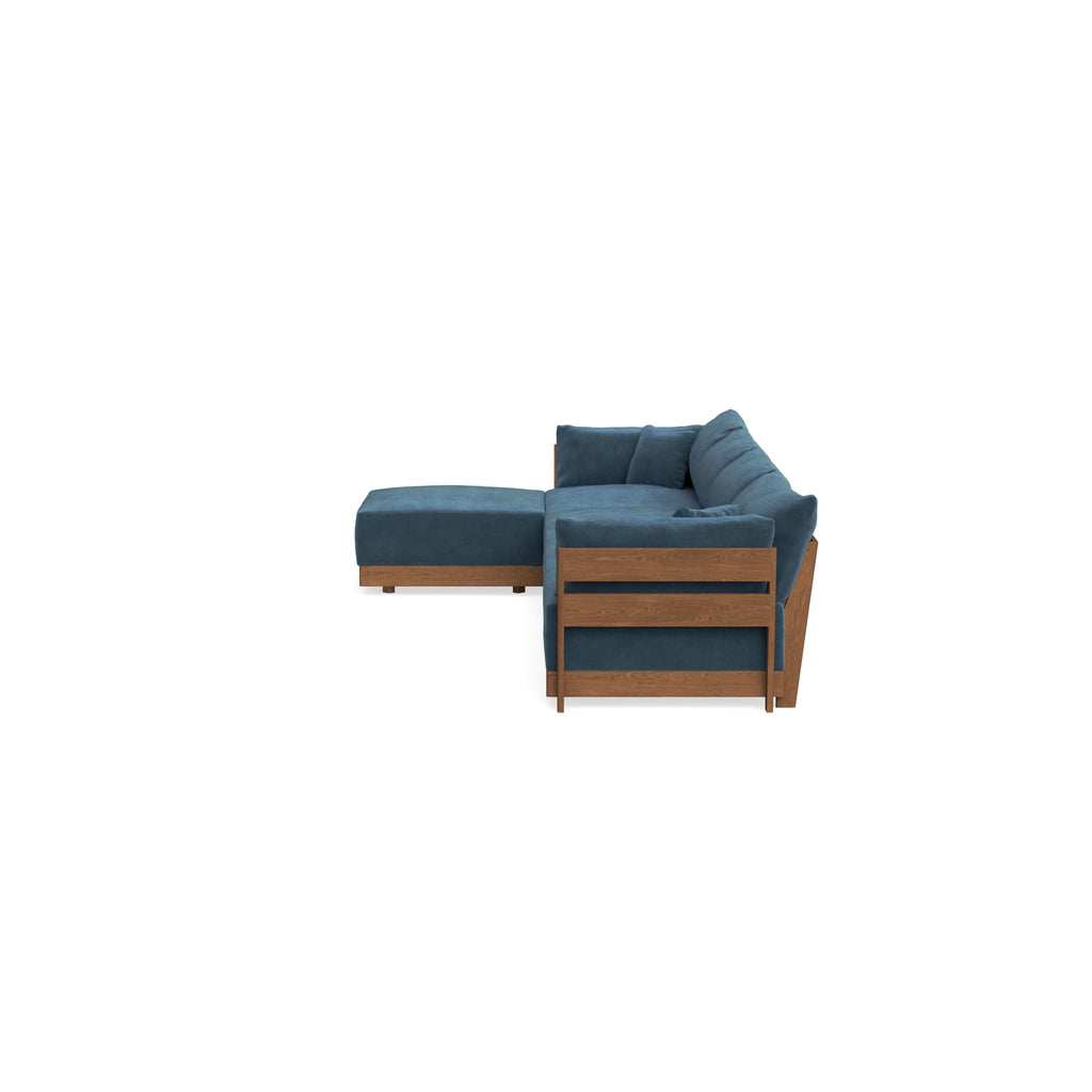 Modular Bondi Espresso 4-Seater Sectional in Oxford Blue | Classic Blend