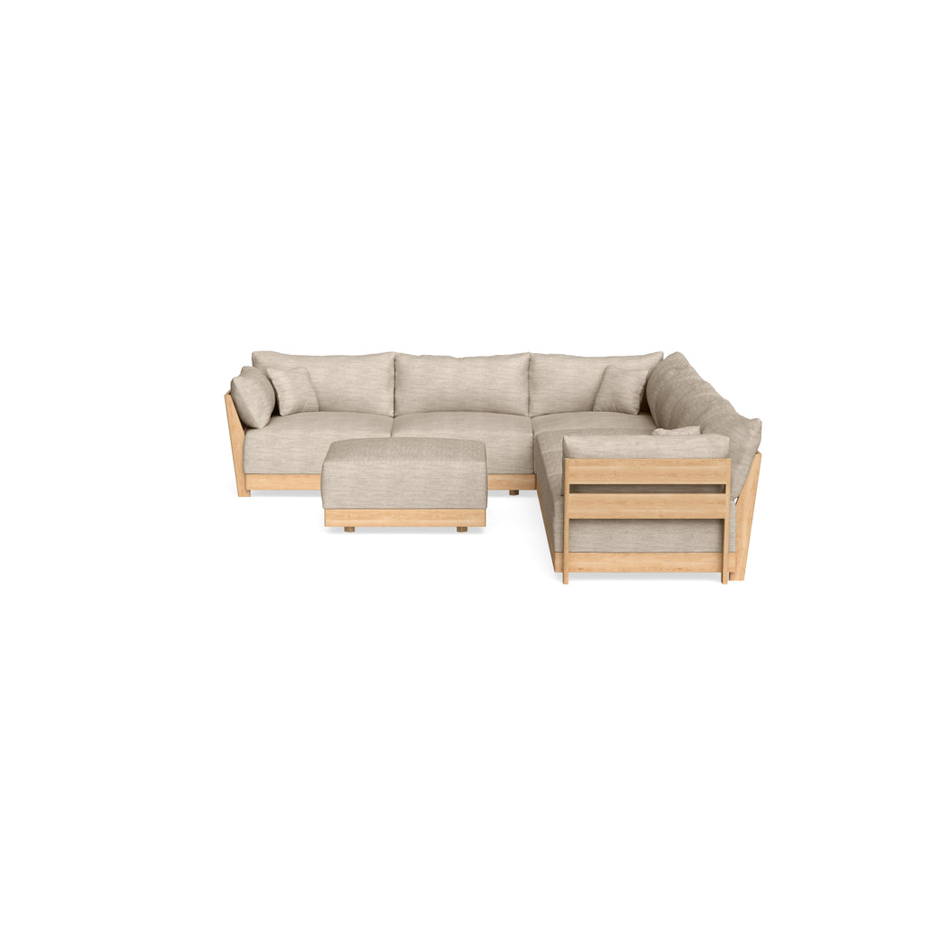Modular Bondi Latte 6-Seater Corner Sectional + Ottoman in Wheat | Memory Foam Blend
