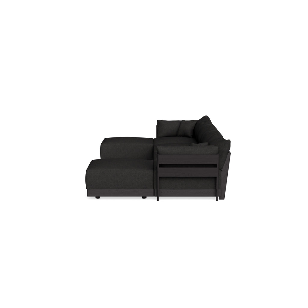 Modular Bondi Black 4-Seater U-Sectional in Peppercorn | Memory Foam Blend
