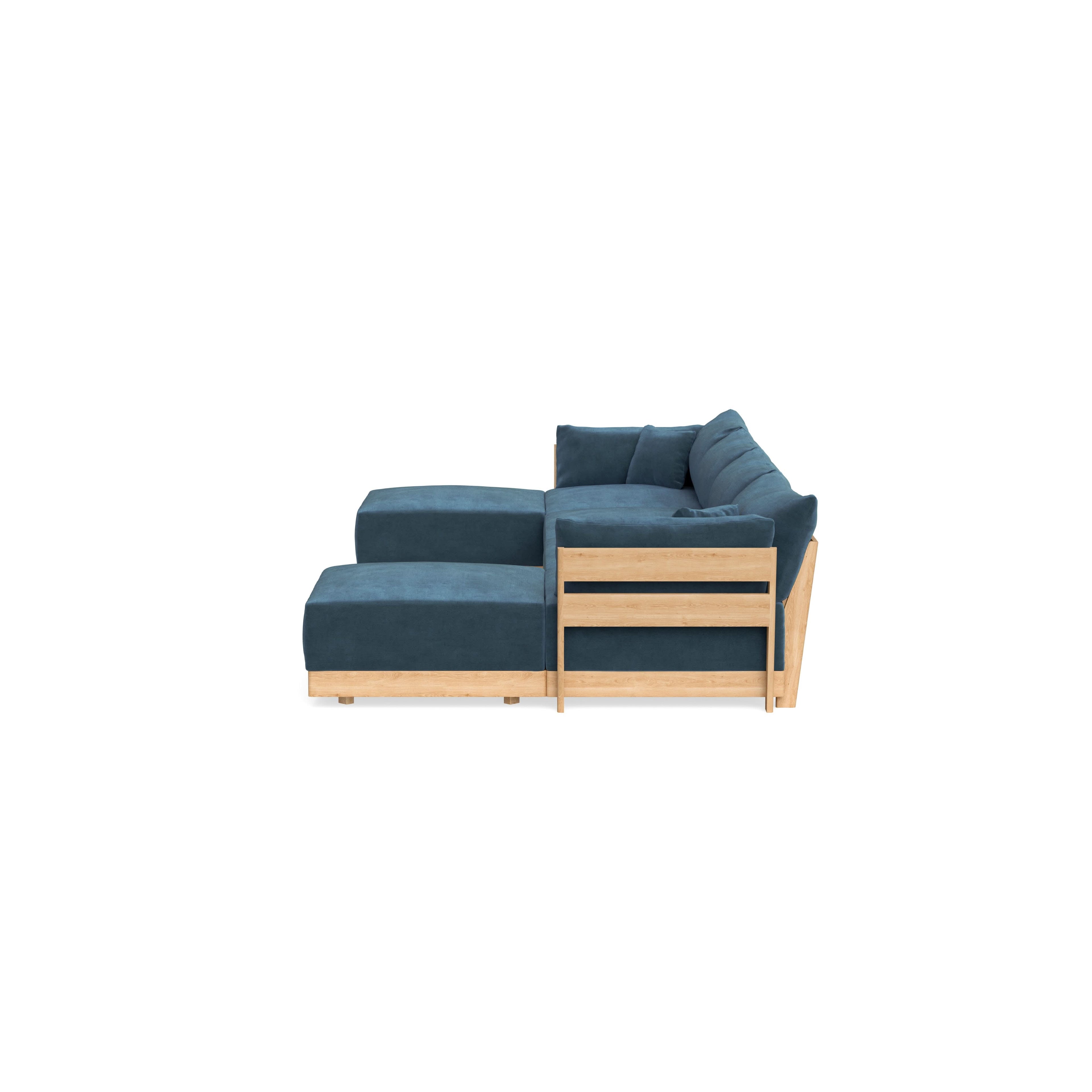 Modular Bondi Latte 4-Seater U-Sectional in Oxford Blue | Classic Blend