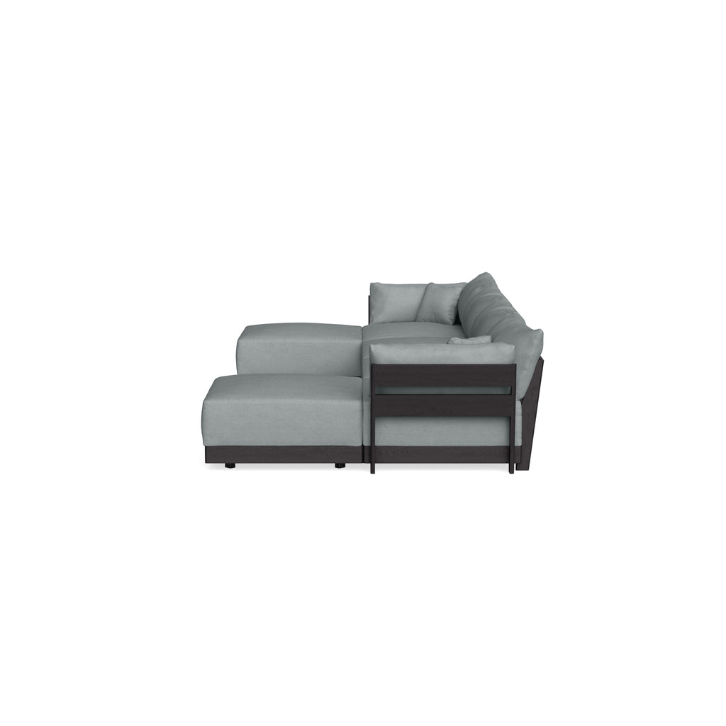 Modular Bondi Black 4-Seater U-Sectional in Light Steel | Classic Blend