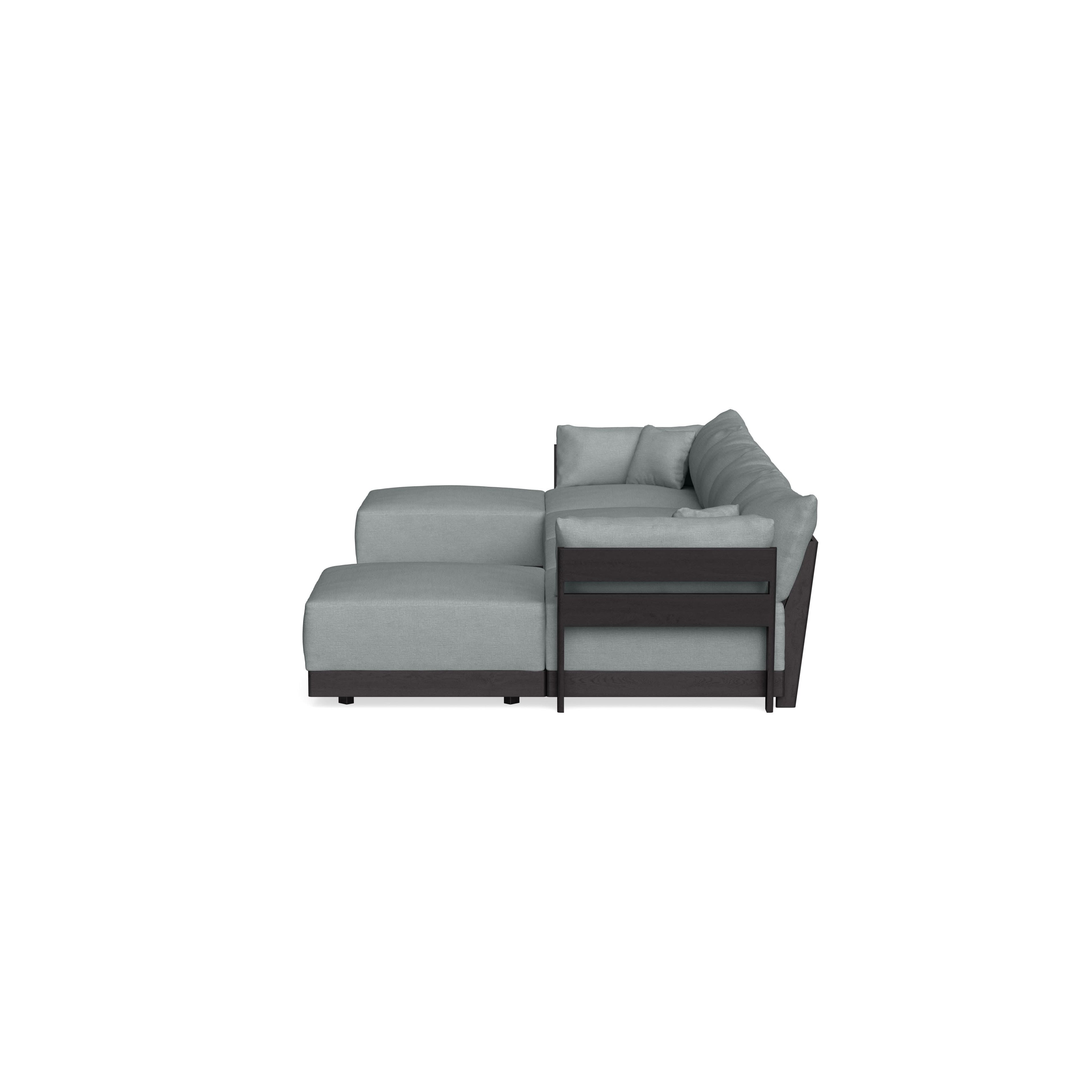 Modular Bondi Black 4-Seater U-Sectional in Light Steel | Classic Blend