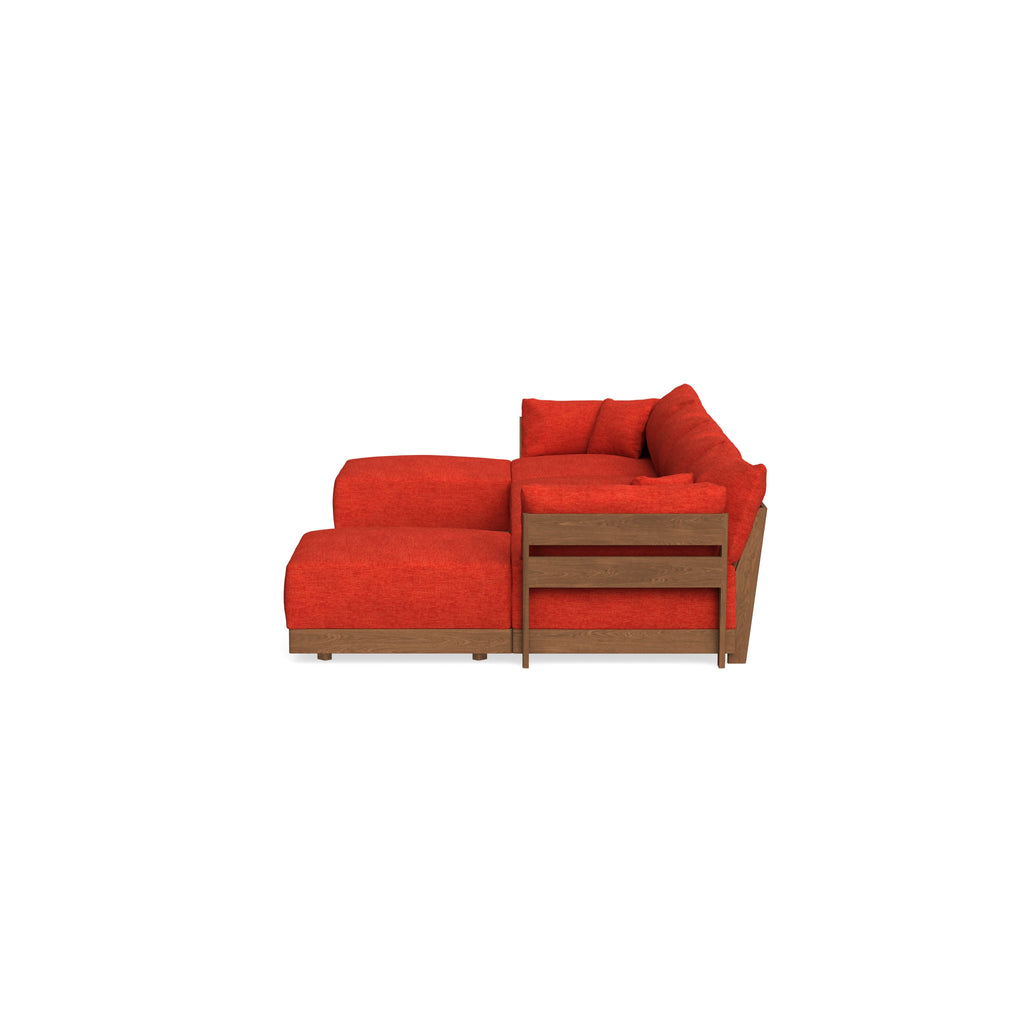 Modular Bondi Espresso 4-Seater U-Sectional in Poppy Orange | Memory Foam Blend