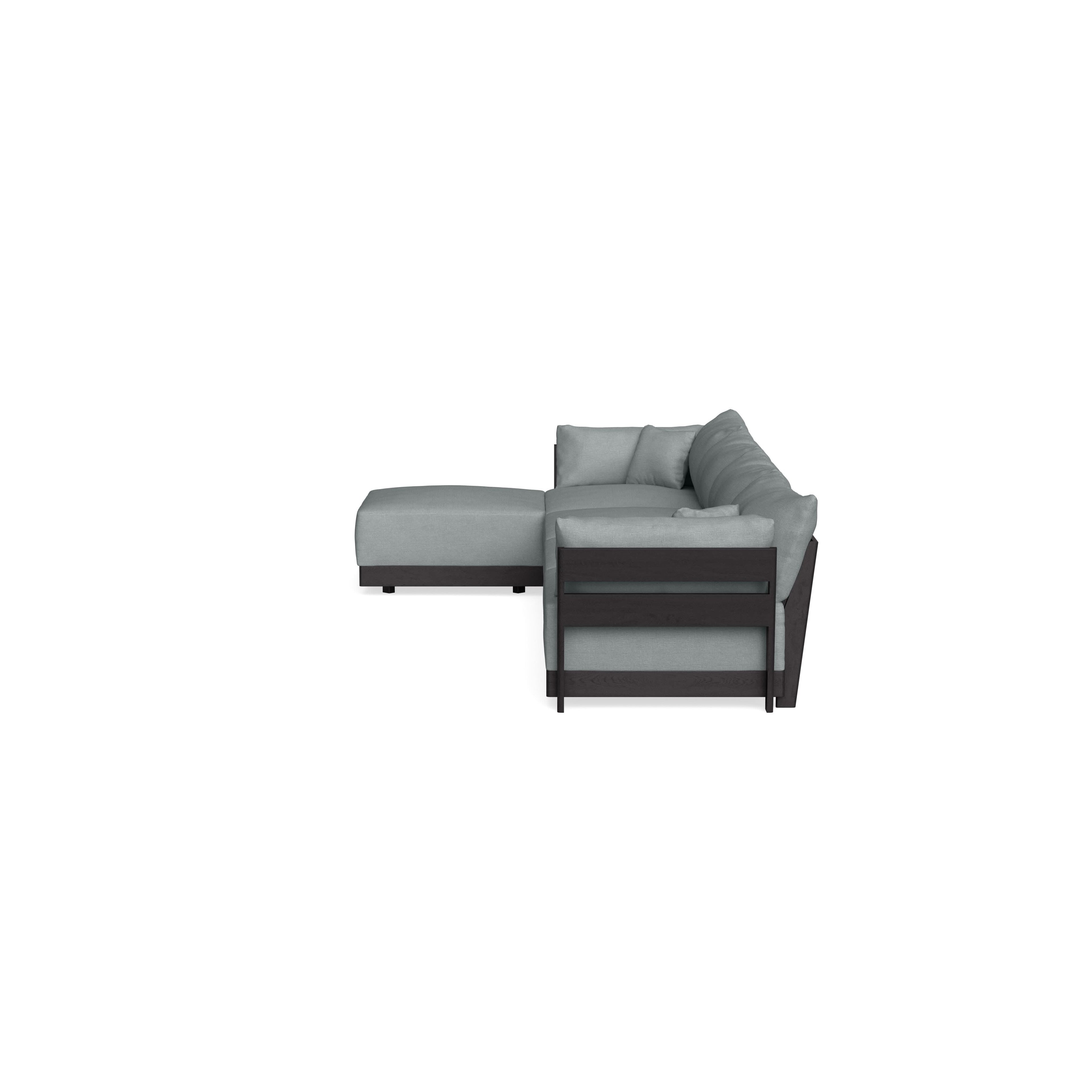 Modular Bondi Black 4-Seater Sectional in Light Steel | Memory Foam Blend