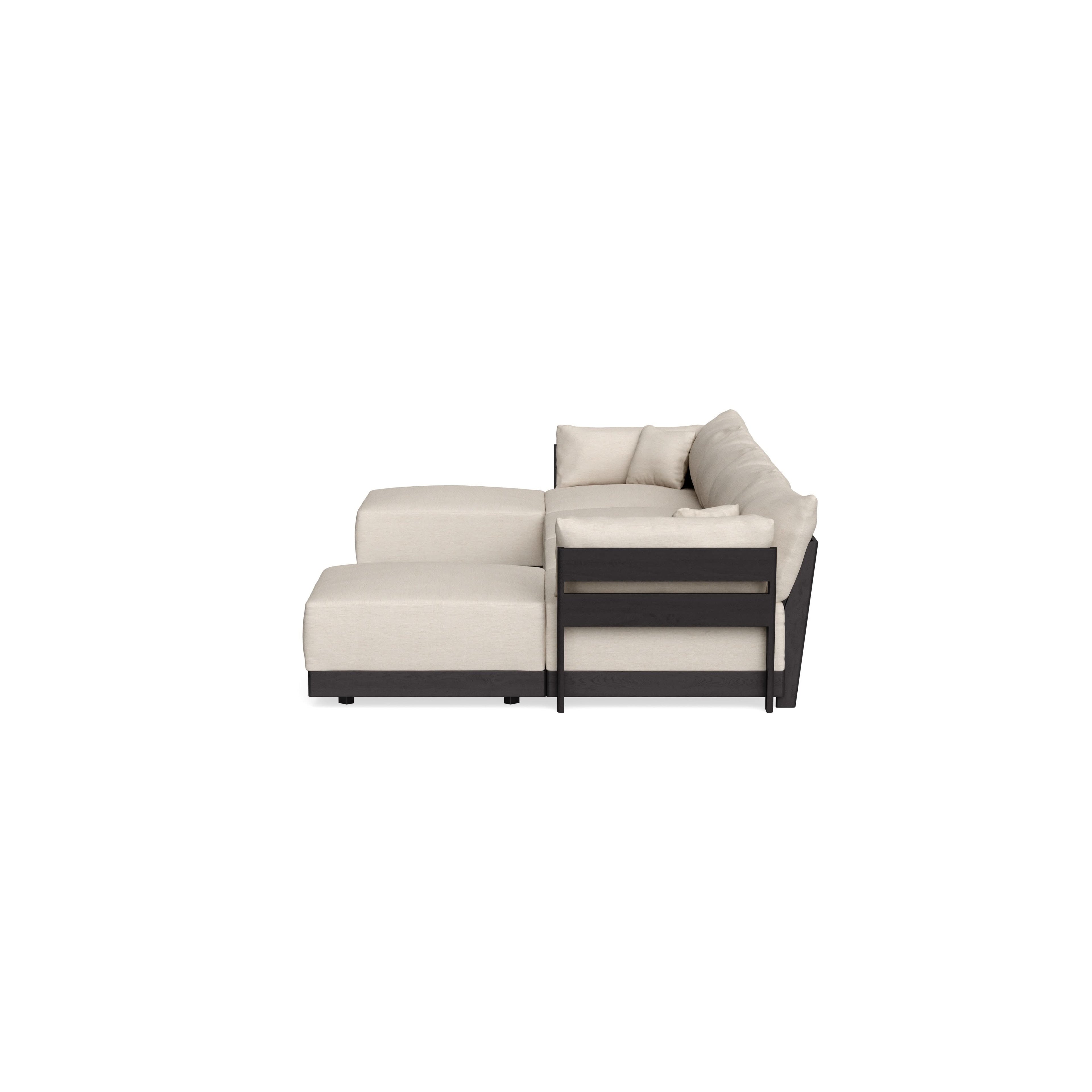 Modular Bondi Black 4-Seater U-Sectional in Seashell | Memory Foam Blend