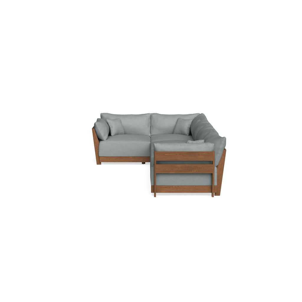 Modular Bondi Espresso 5-Seater L-Sectional in Light Steel | Memory Foam Blend