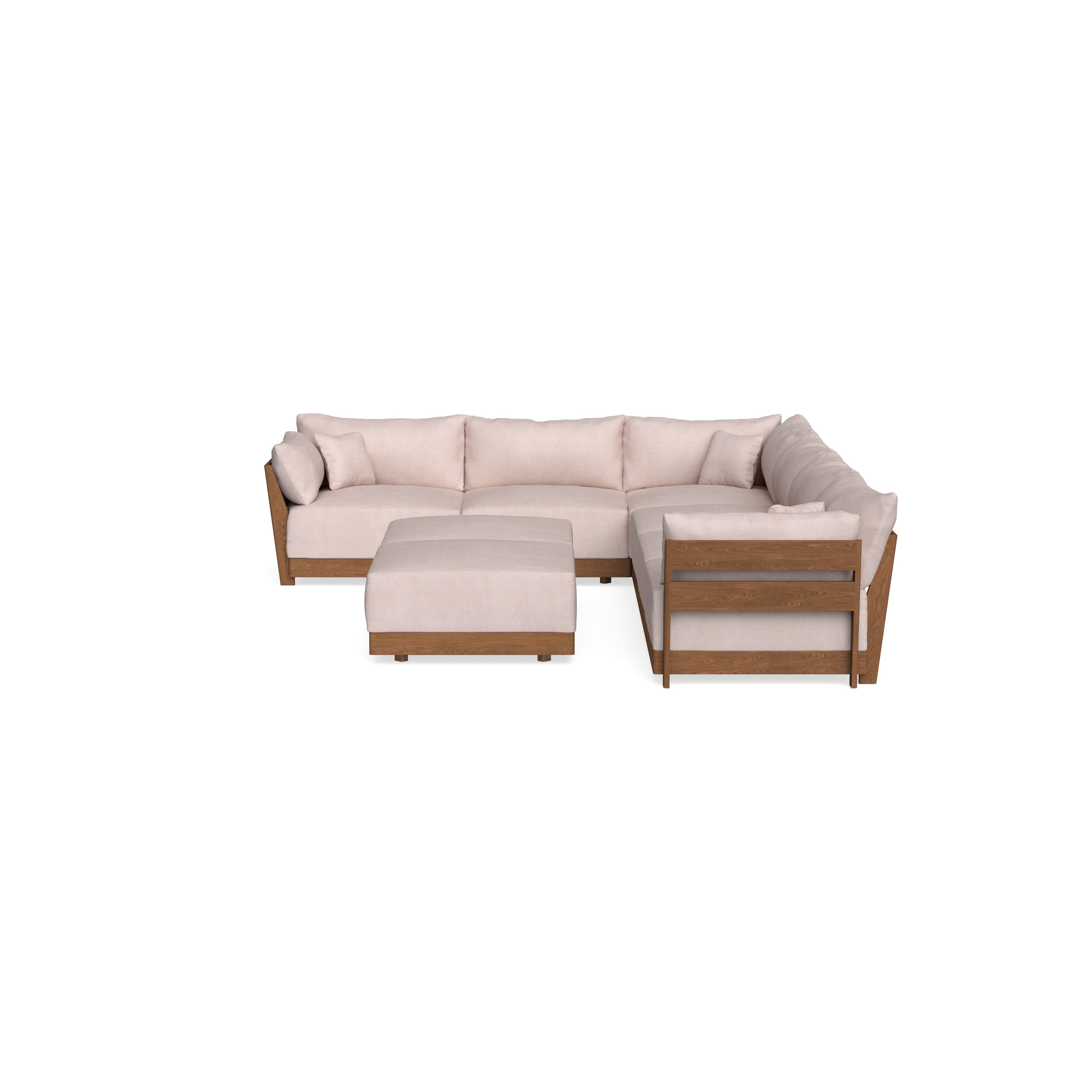 Modular Bondi Espresso 6-Seater Corner Sectional + Bench Ottoman in Blush | Classic Blend