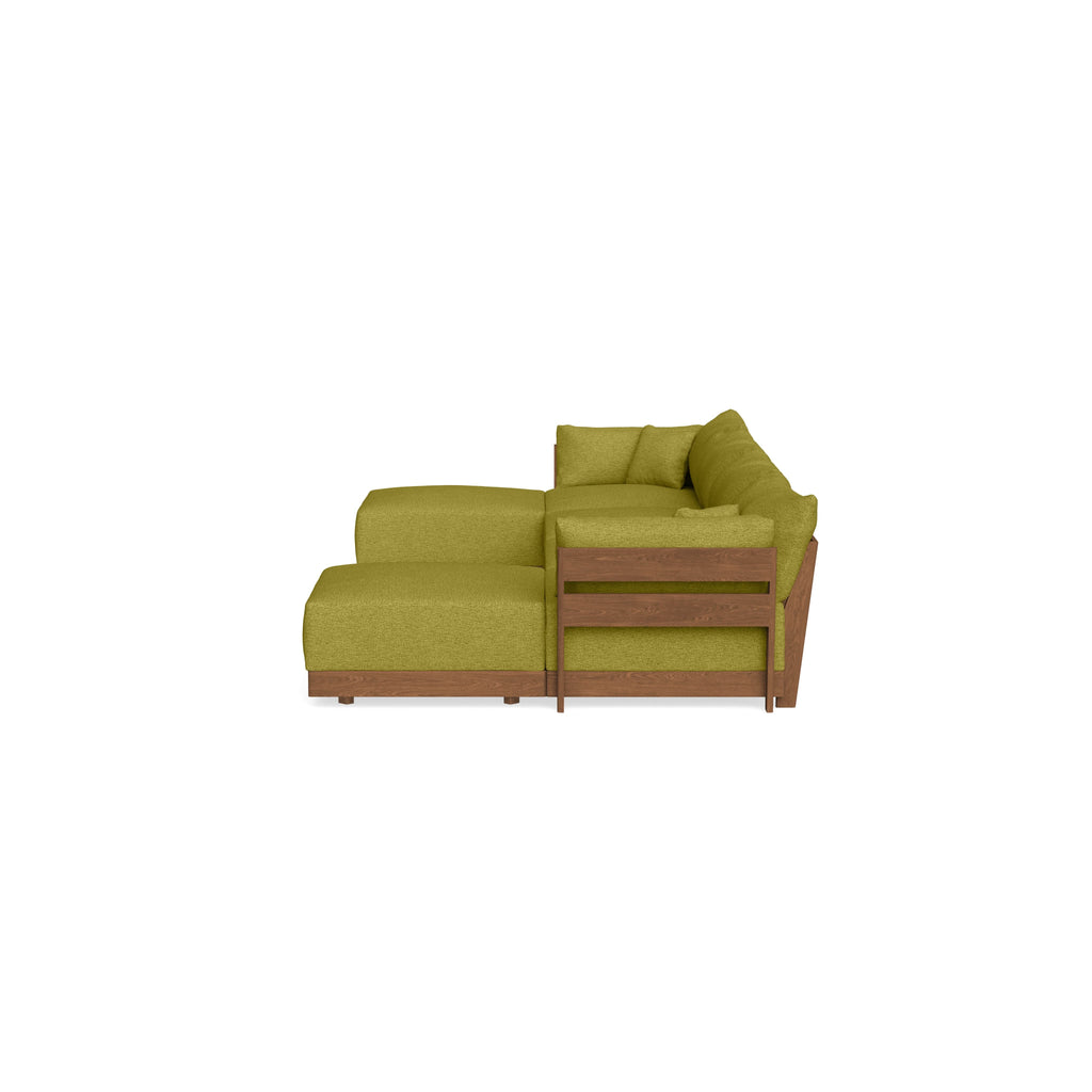 Modular Bondi Espresso 4-Seater U-Sectional in Avocado | Memory Foam Blend