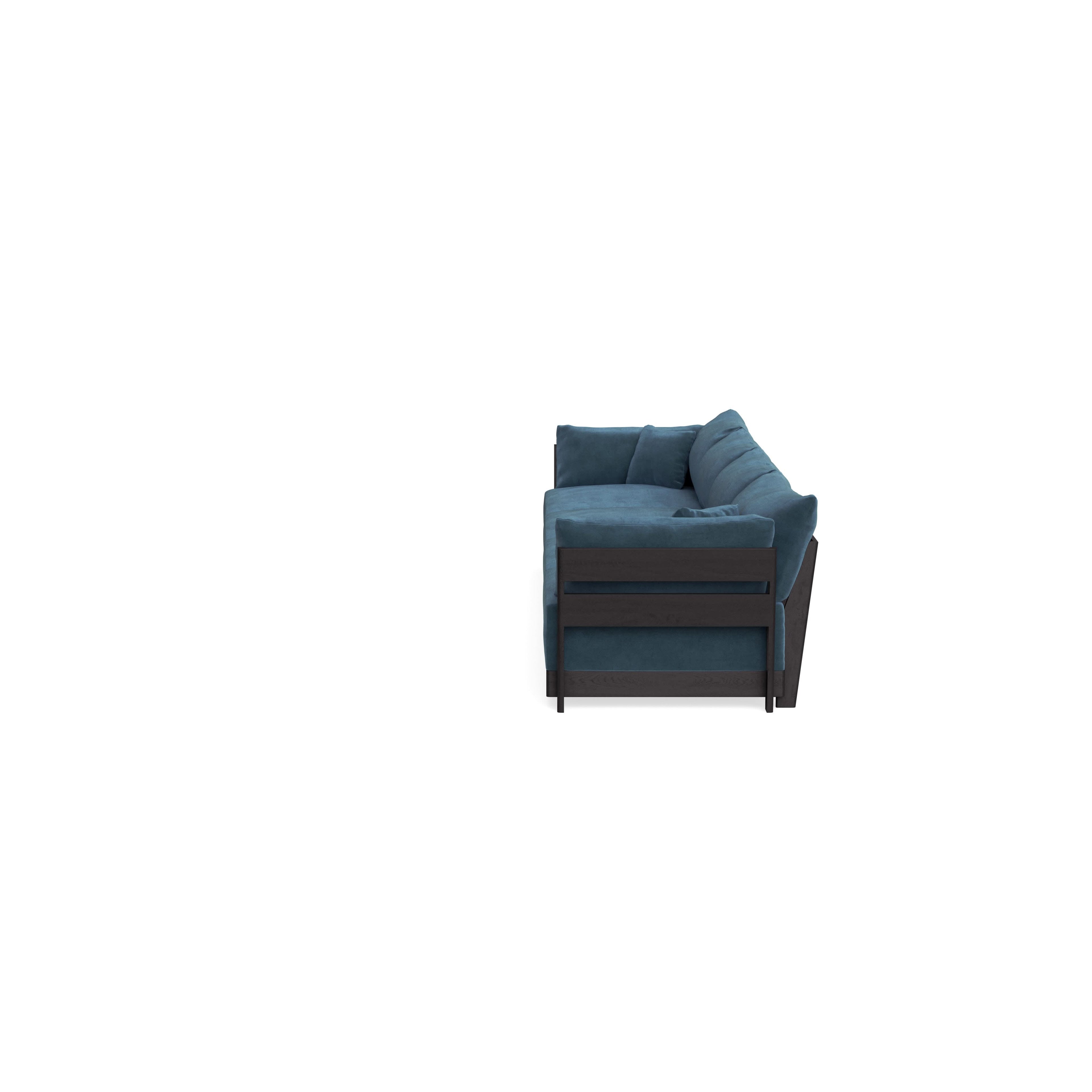 Modular Bondi Black 4-Seater Sofa in Oxford Blue | Memory Foam Blend