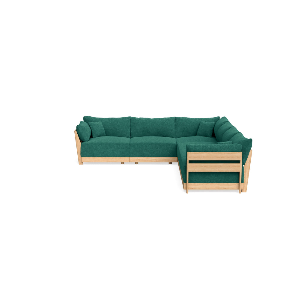 Modular Bondi Latte 6-Seater Corner Sectional in Jade Green | Memory Foam Blend