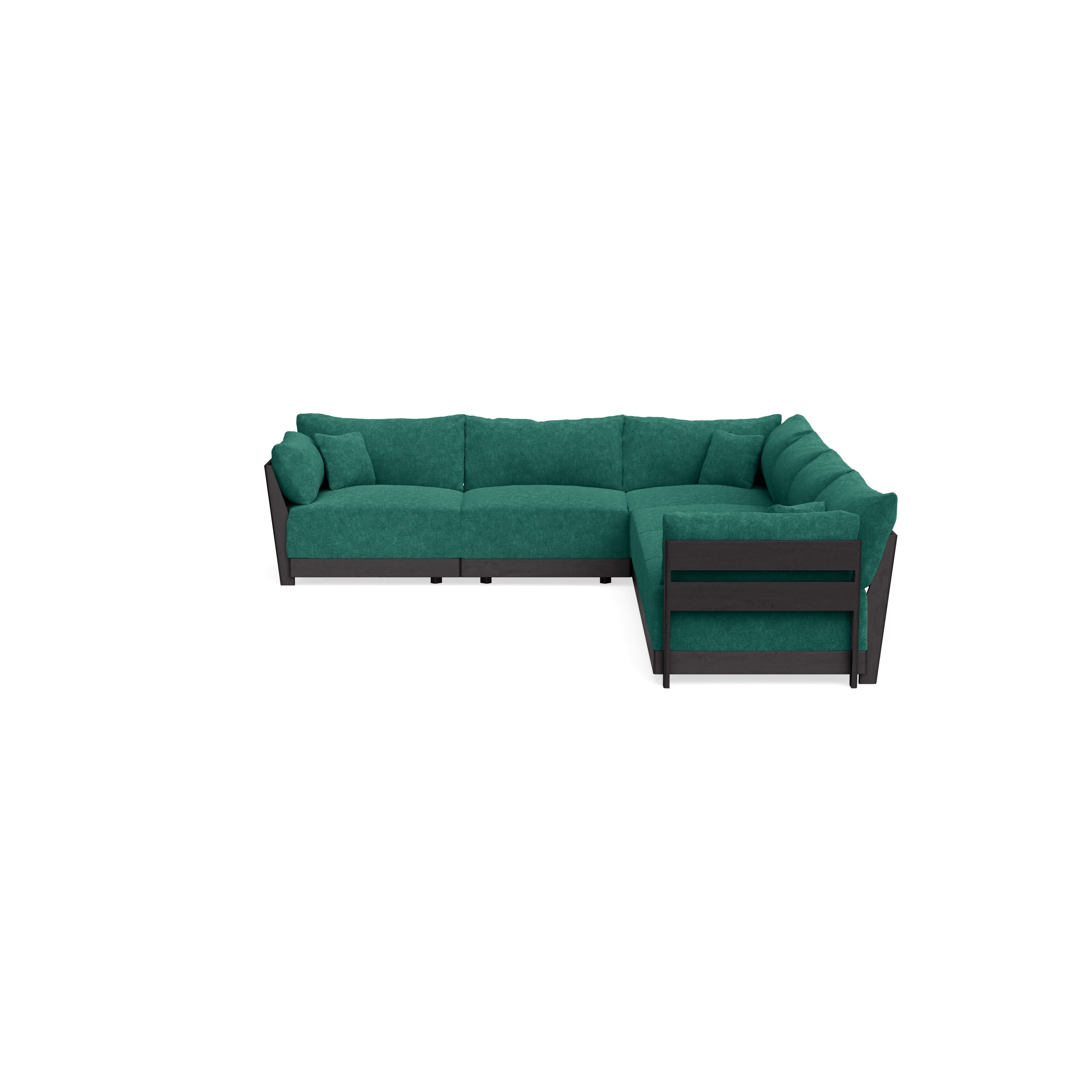 Modular Bondi Black 6-Seater Corner Sectional in Jade Green | Classic Blend