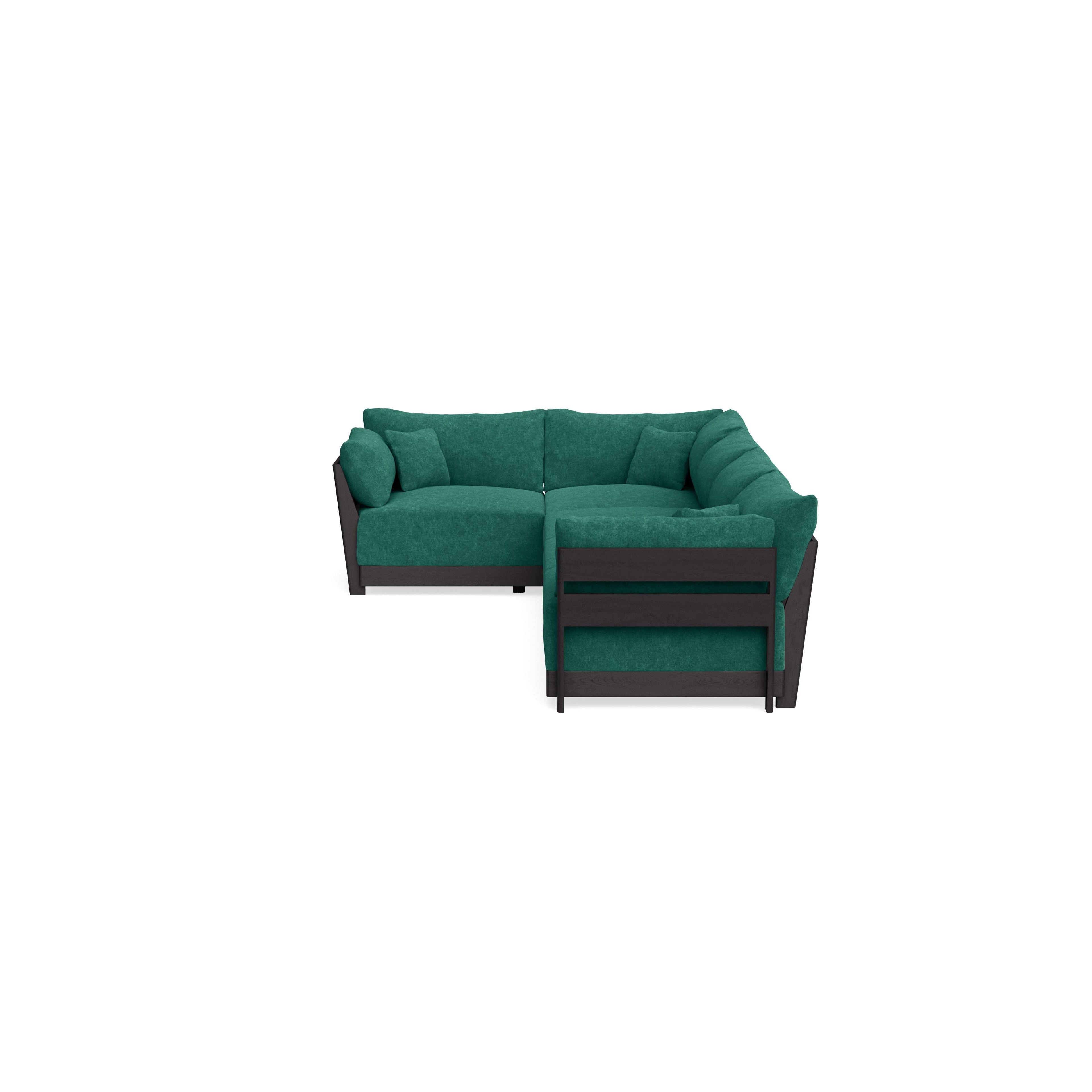 Modular Bondi Black 5-Seater L-Sectional in Jade Green | Classic Blend