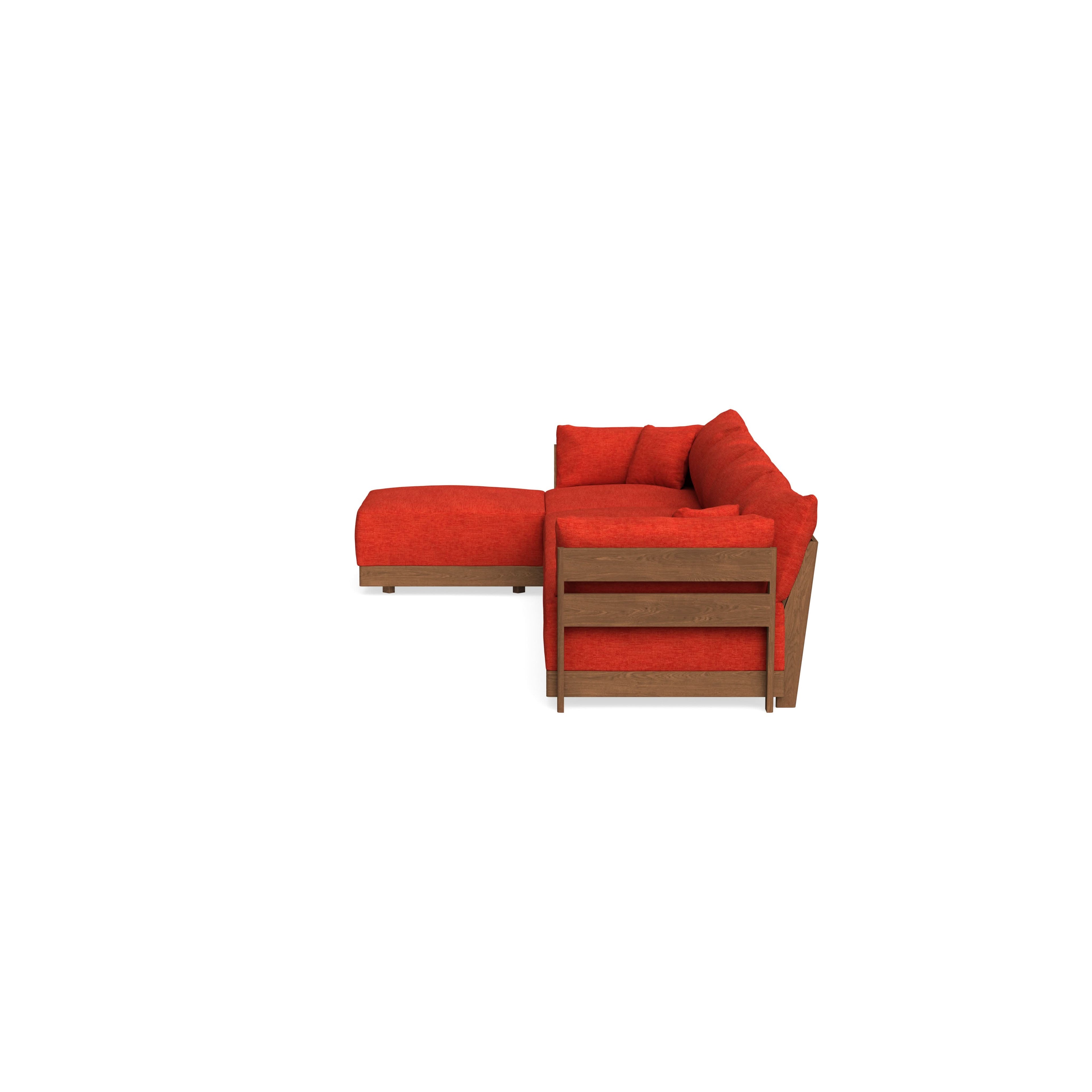 Modular Bondi Espresso 4-Seater Sectional in Poppy Orange | Classic Blend